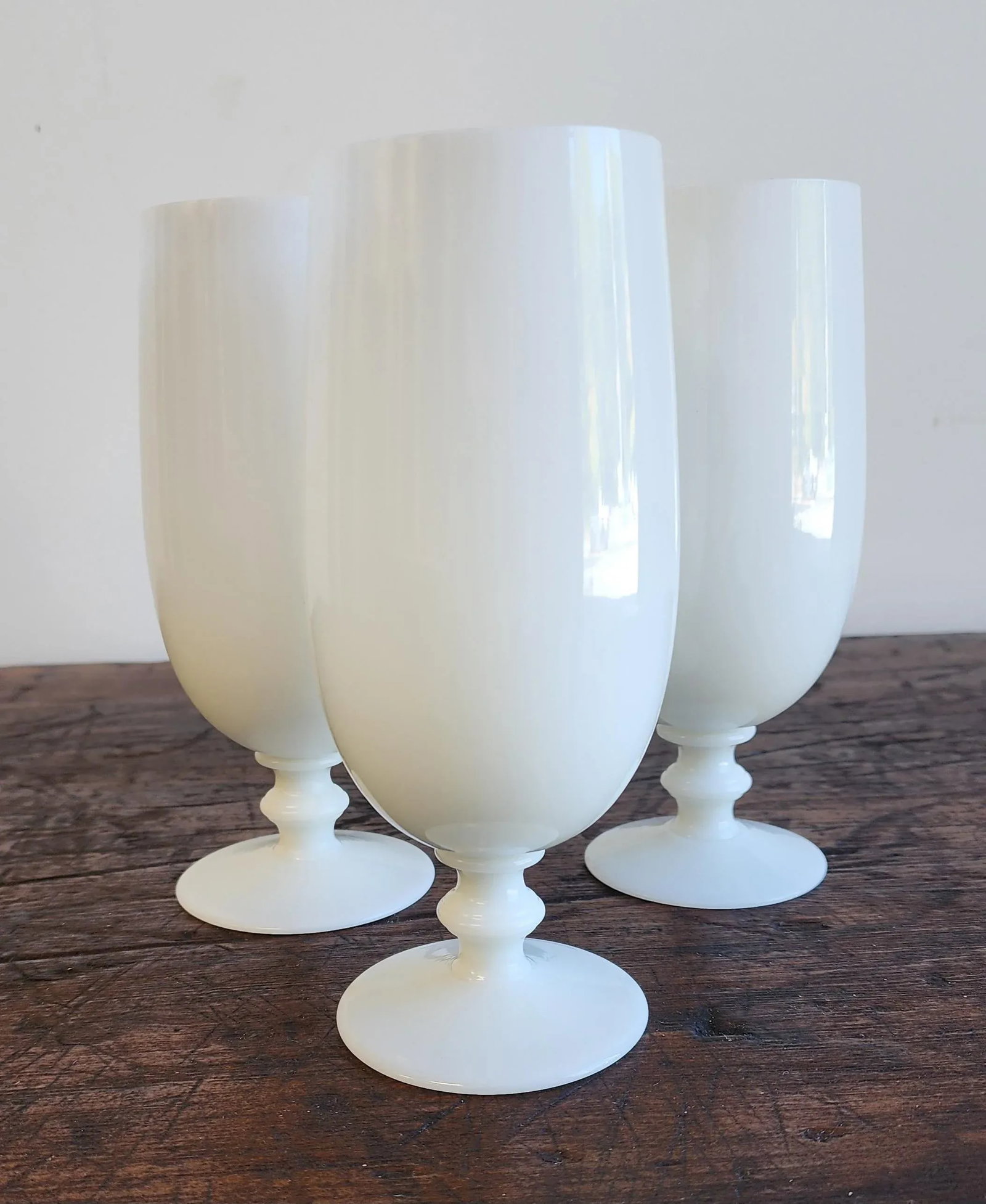 Vintage White Portieux Vallerysthal Juice or Iced Tea Glasses - Set of 4 - 6