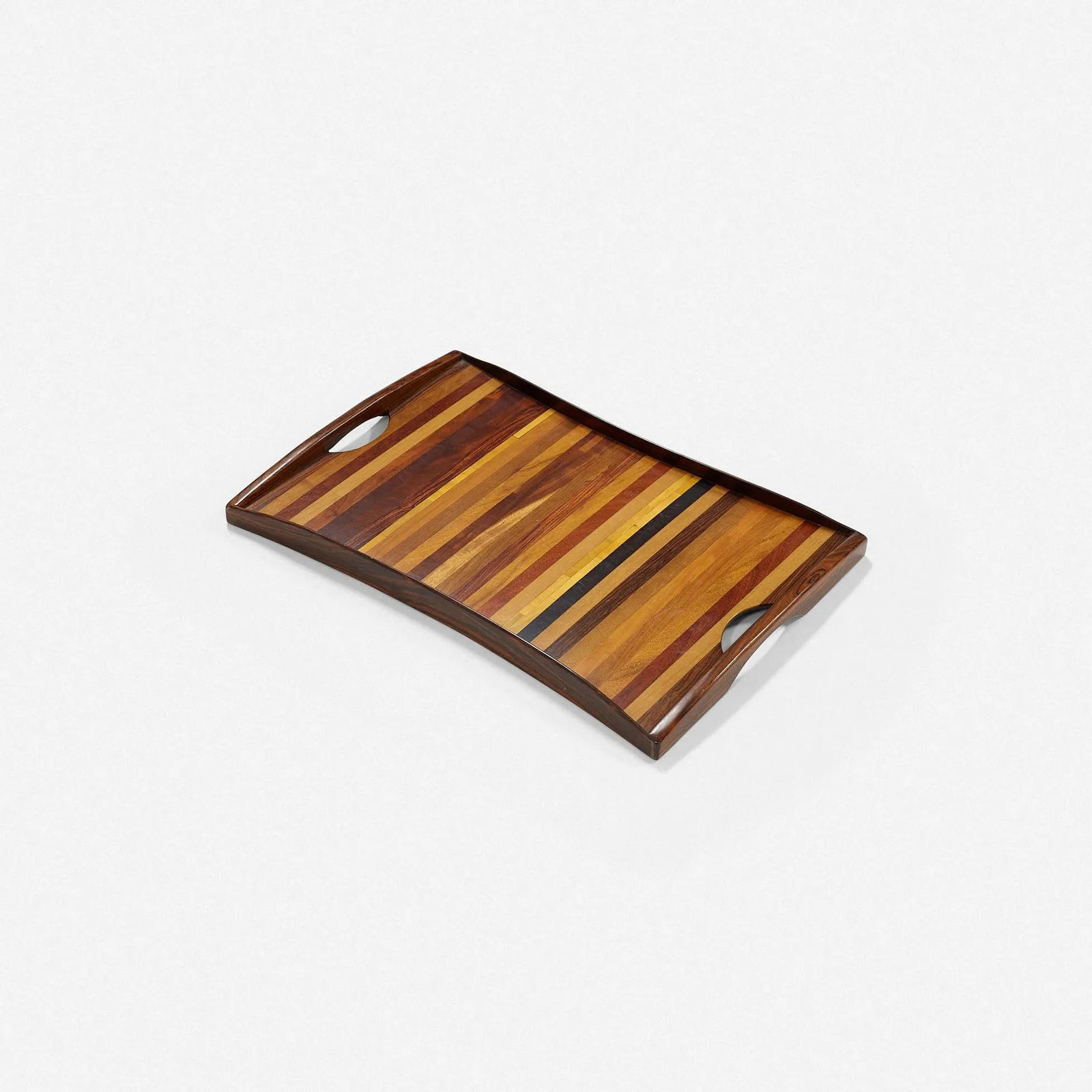 Vintage Exotic Wood Tray With Handles by Don Shoemaker - 2
