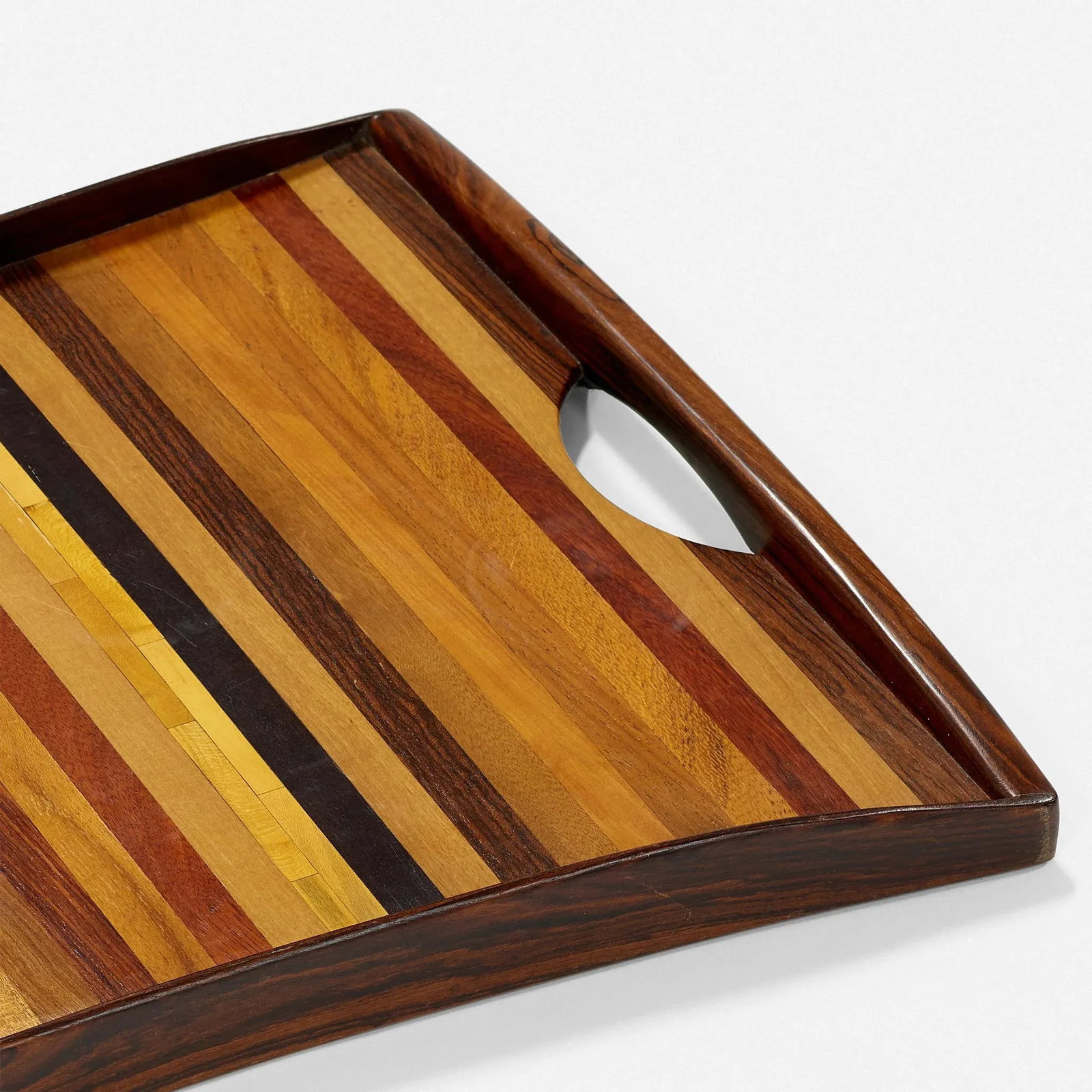 Vintage Exotic Wood Tray With Handles by Don Shoemaker - 4