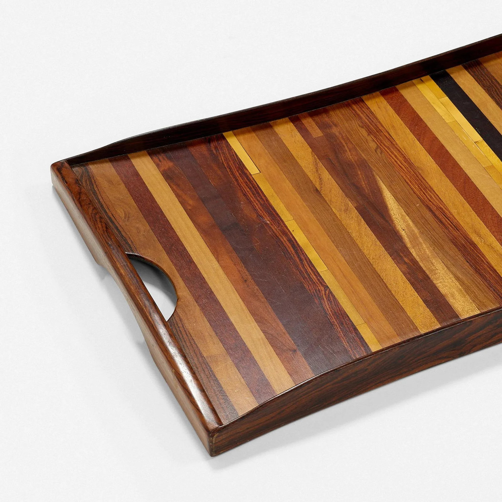 Vintage Exotic Wood Tray With Handles by Don Shoemaker - 5