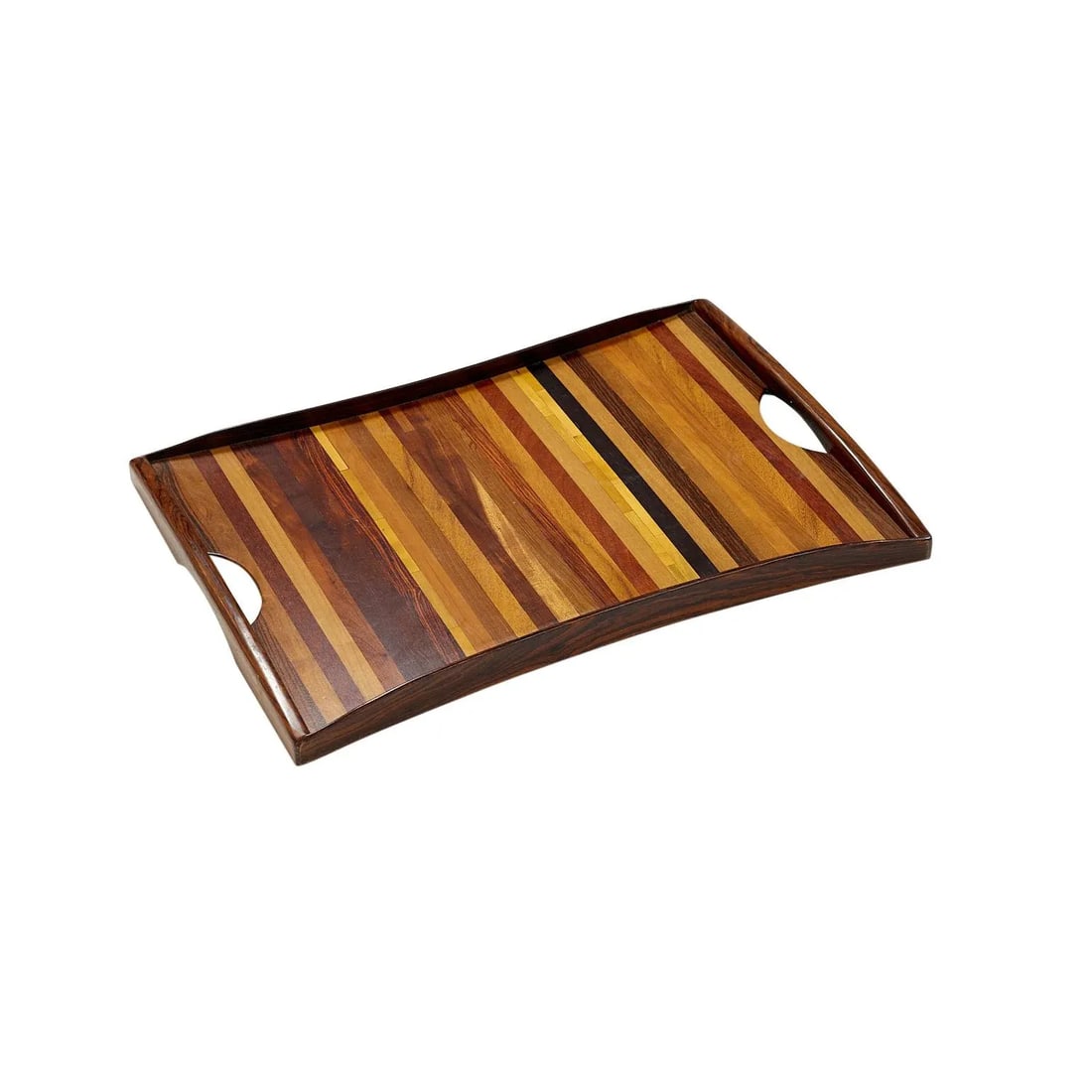 Vintage Exotic Wood Tray With Handles by Don Shoemaker - 7