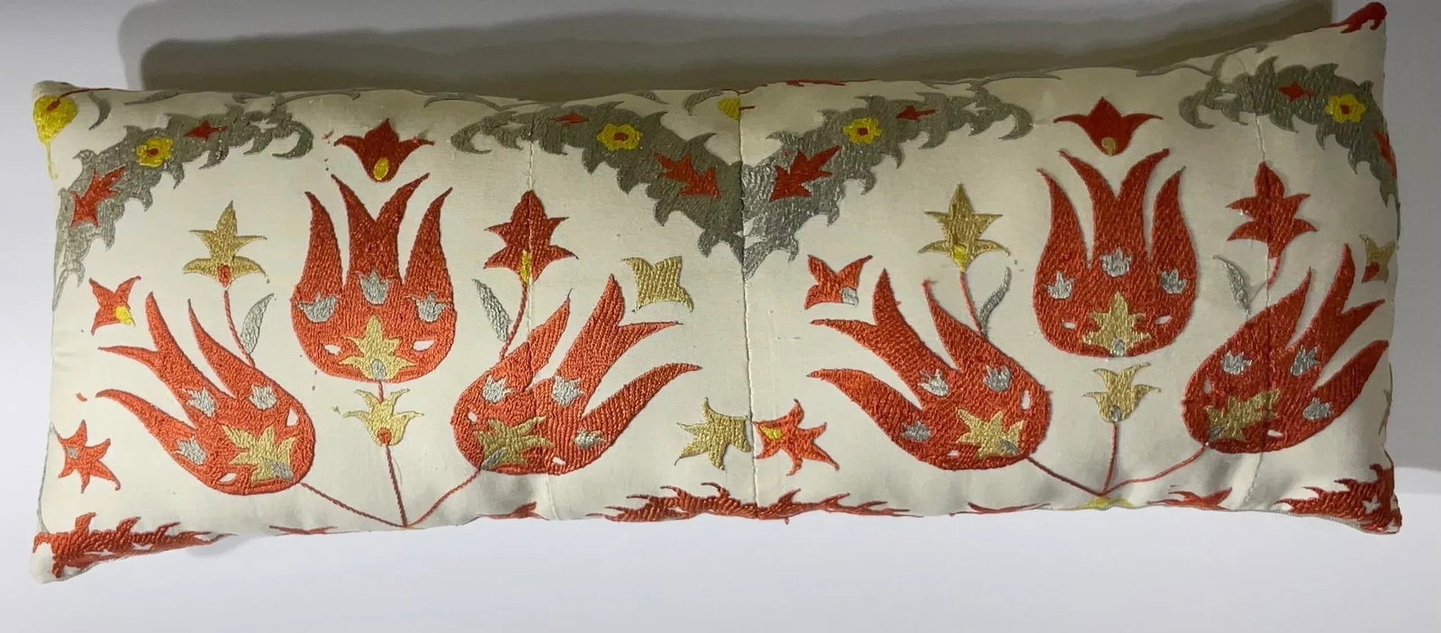 Vintage Uzbek Suzani Hand-Embroidered Pillow - 11