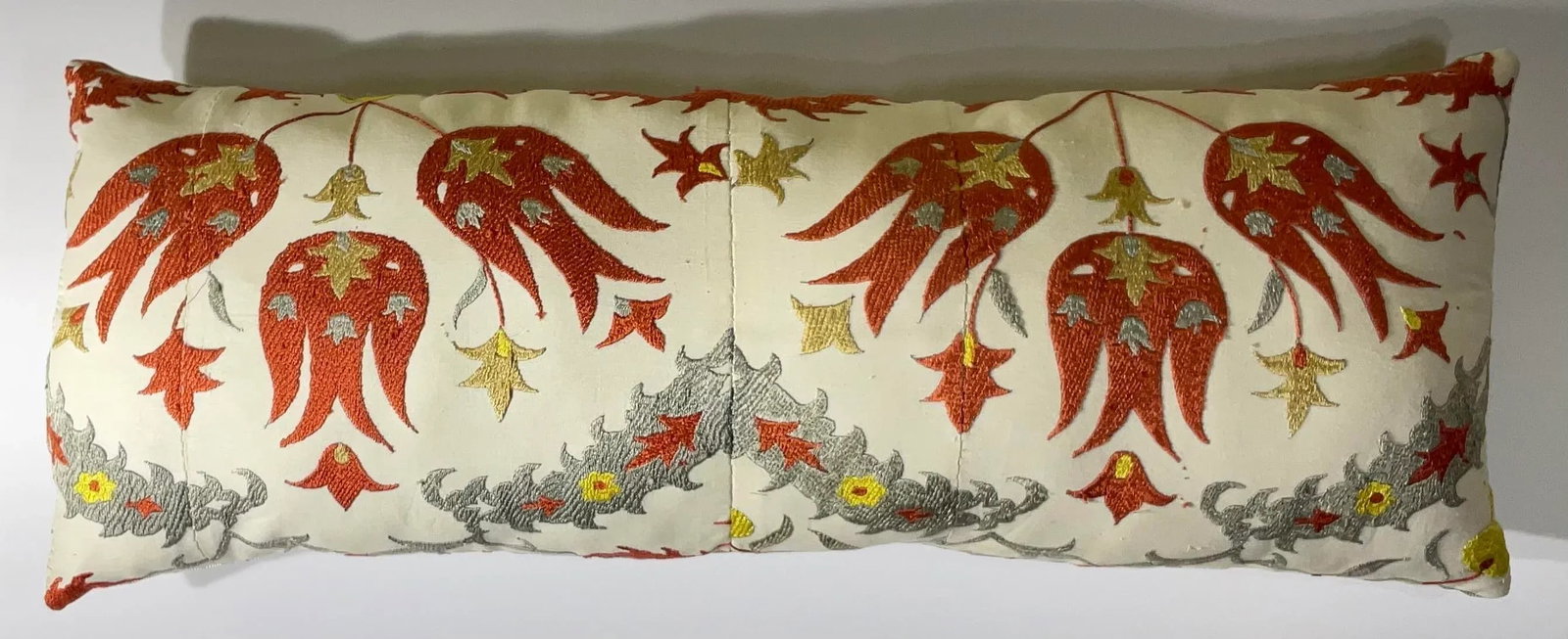 Vintage Uzbek Suzani Hand-Embroidered Pillow - 5