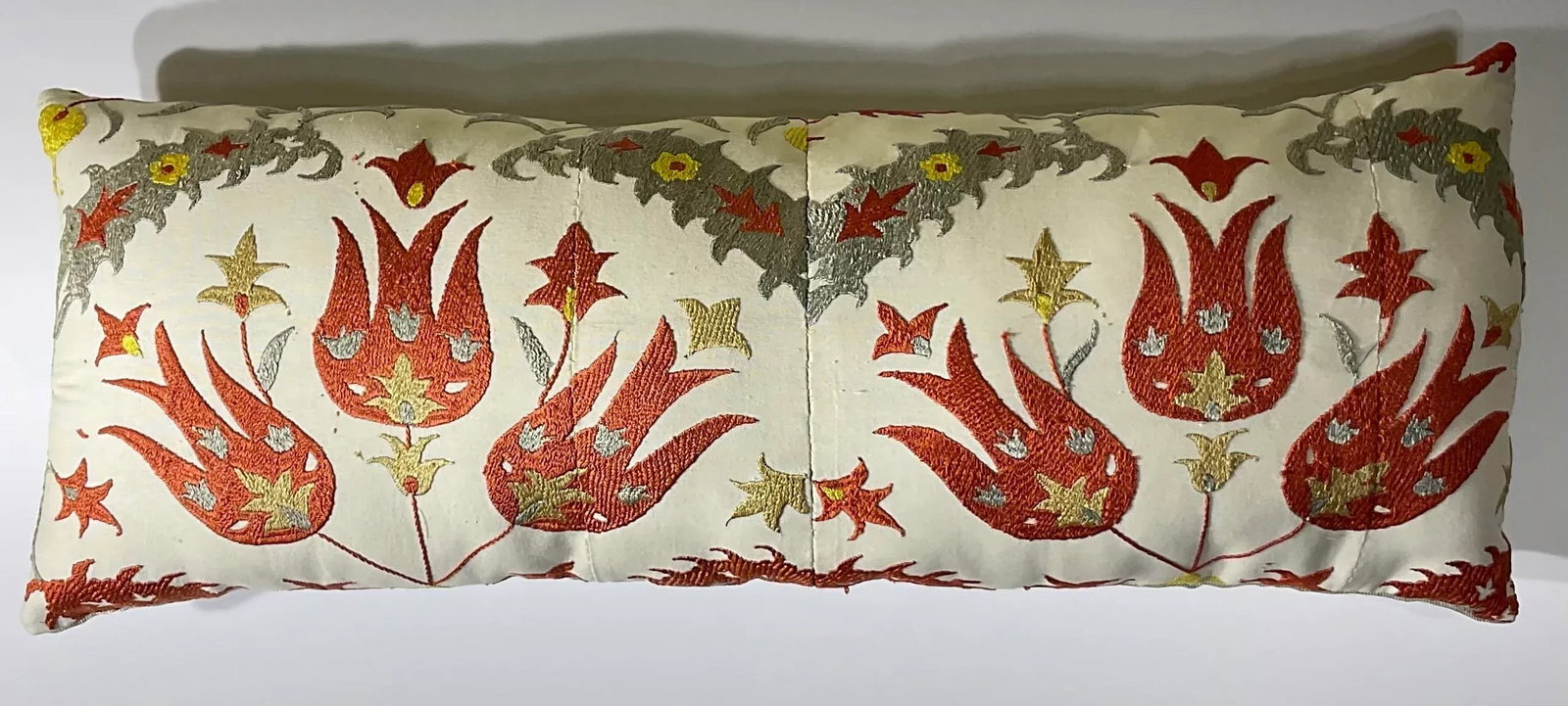 Vintage Uzbek Suzani Hand-Embroidered Pillow - 9