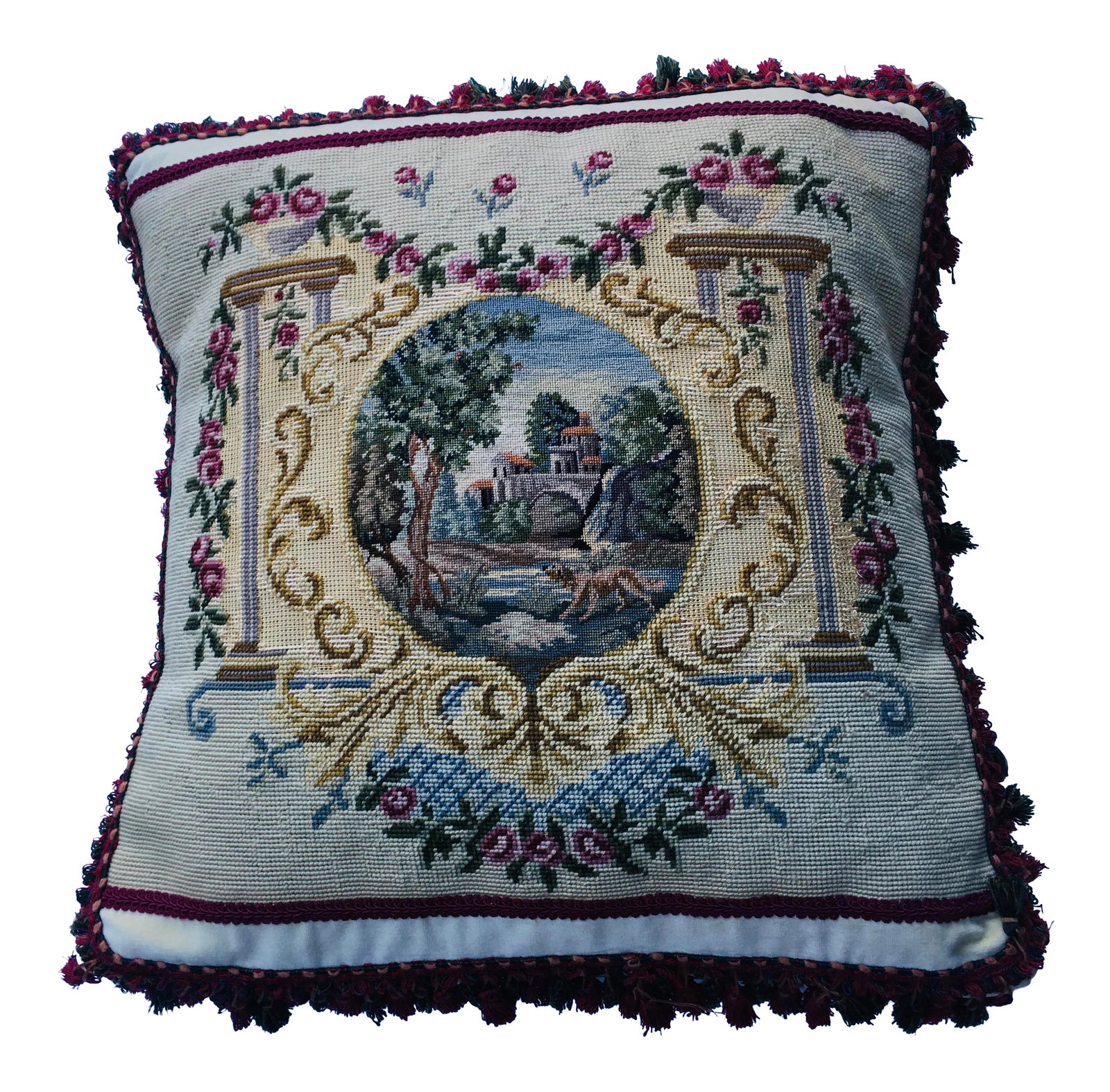Vintage Scenic Needlepoint Pillow (1 of 6)