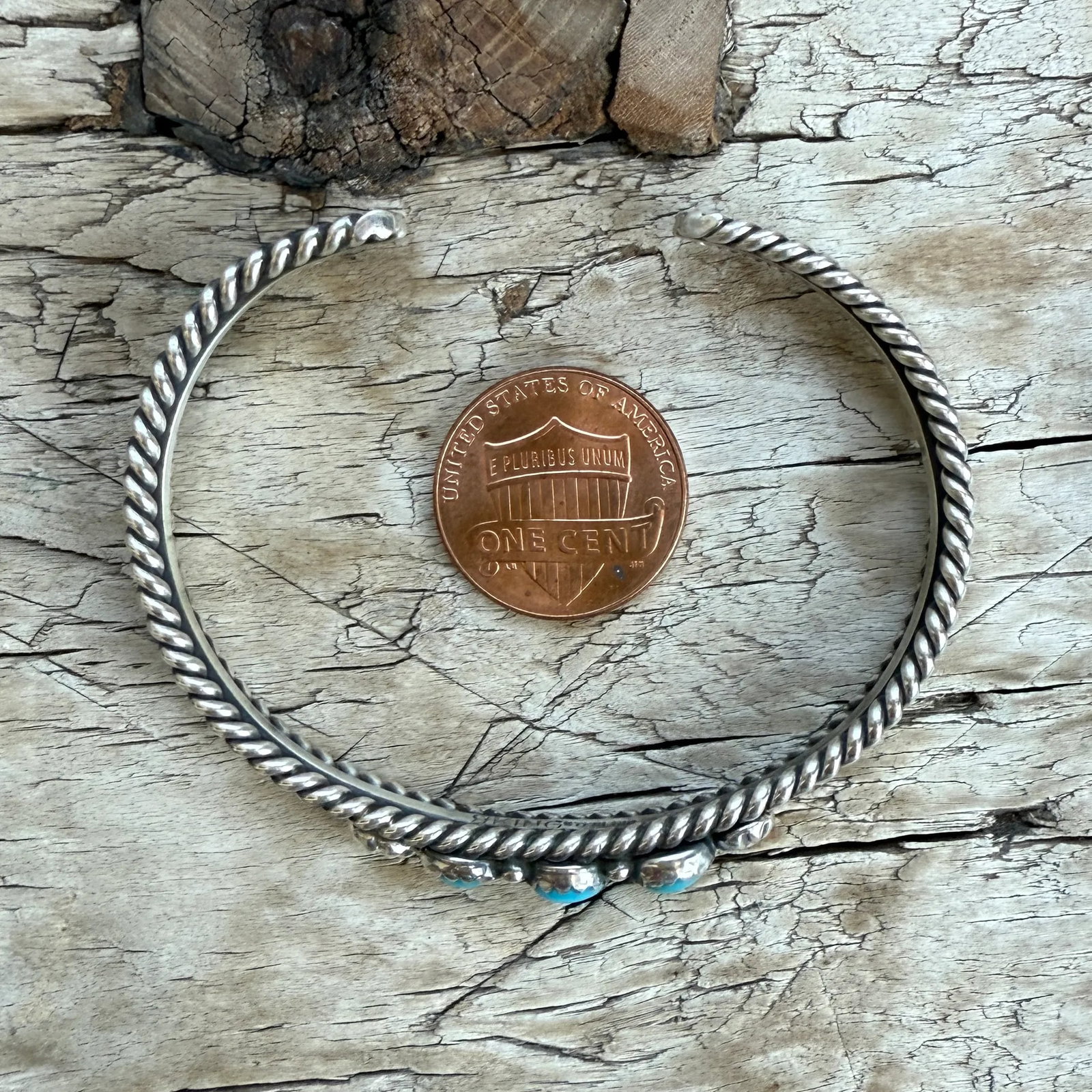 Navajo Sterling Silver Turquoise Bracelet Cuff by R. King - 3
