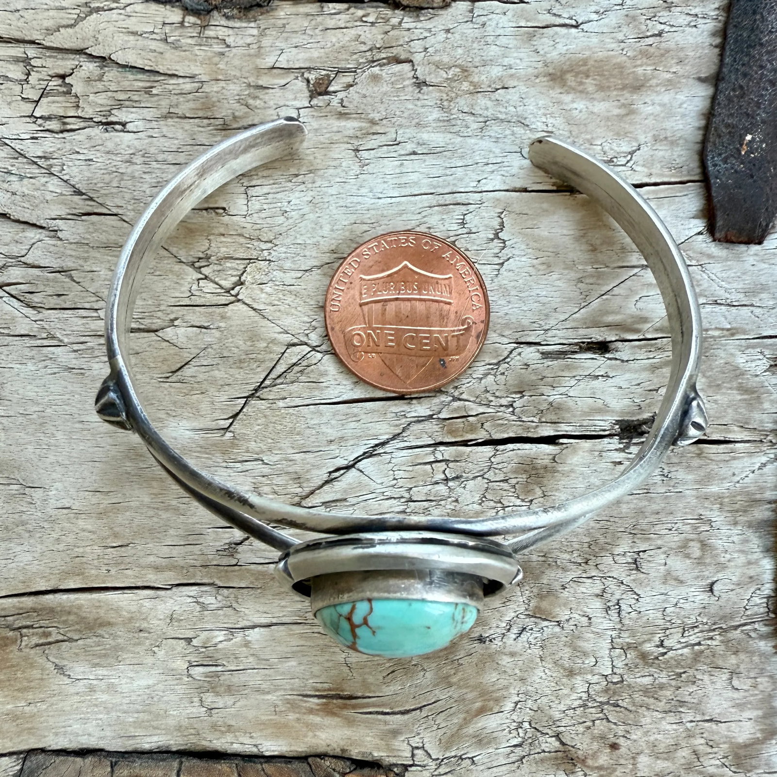 Navajo Sterling Silver Kingman Turquoise Bracelet Cuff by Augustine Largo - 3