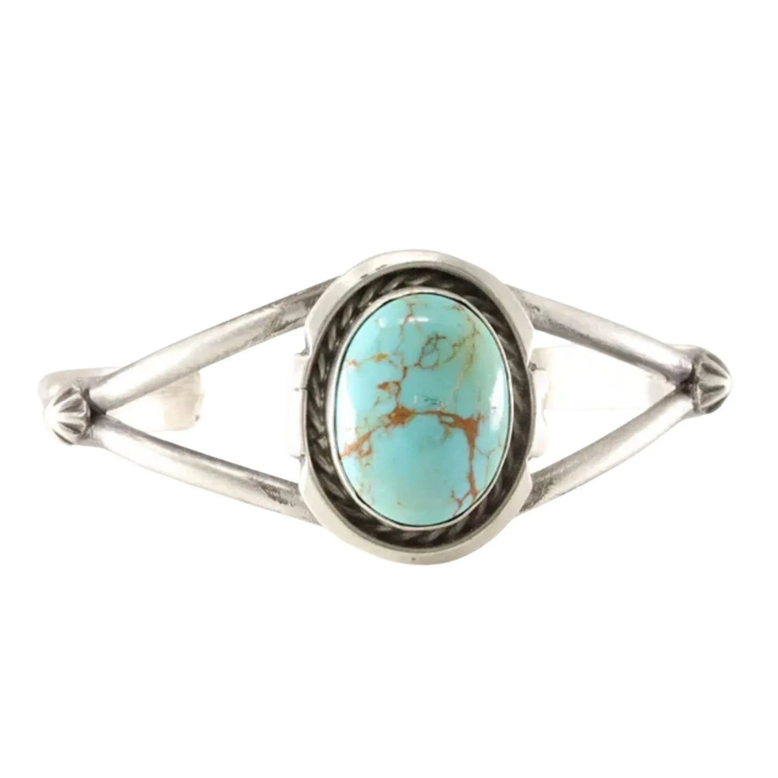 Navajo Sterling Silver Kingman Turquoise Bracelet Cuff by Augustine Largo - 6
