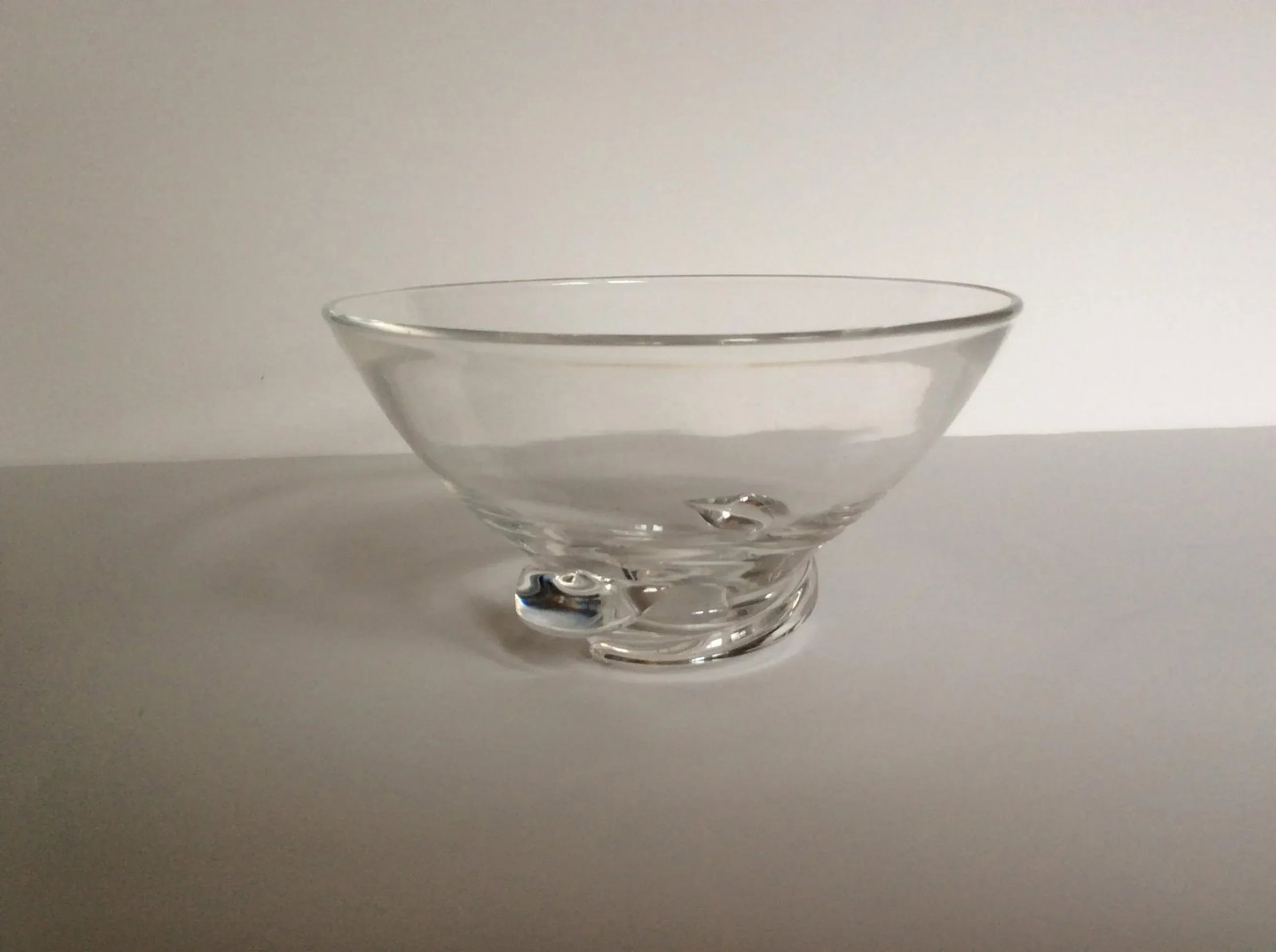 Vintage Clear Steuben Snail Bottom Crystal Bowl, Signed - 12