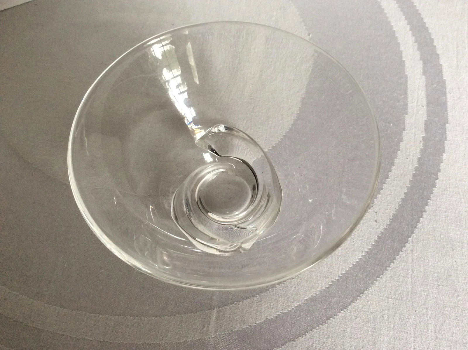 Vintage Clear Steuben Snail Bottom Crystal Bowl, Signed - 2