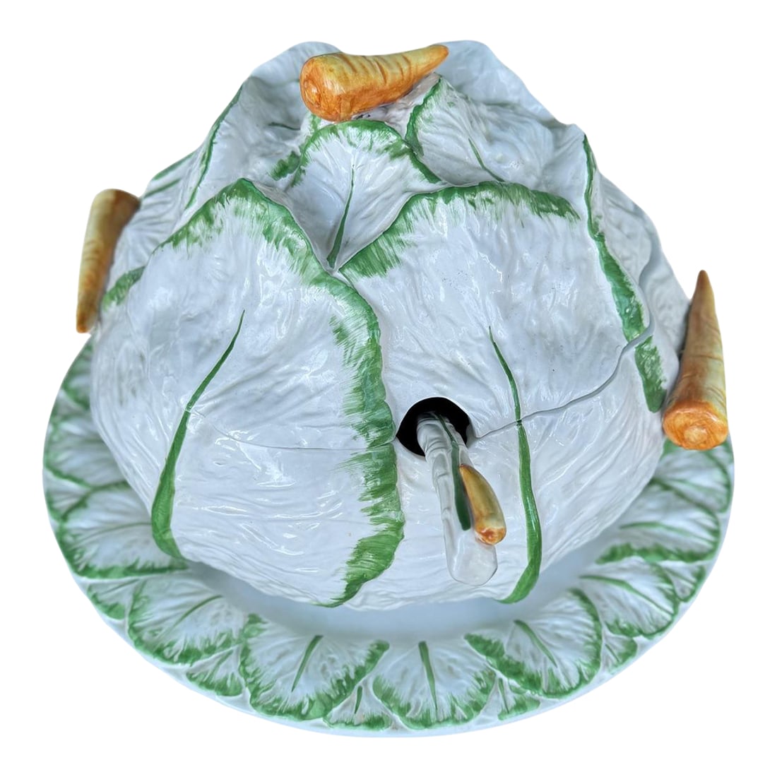Vintage Italian Majolica Cabbage Tureen Set Carrot Handles Platter Ladle Rare (1 of 5)