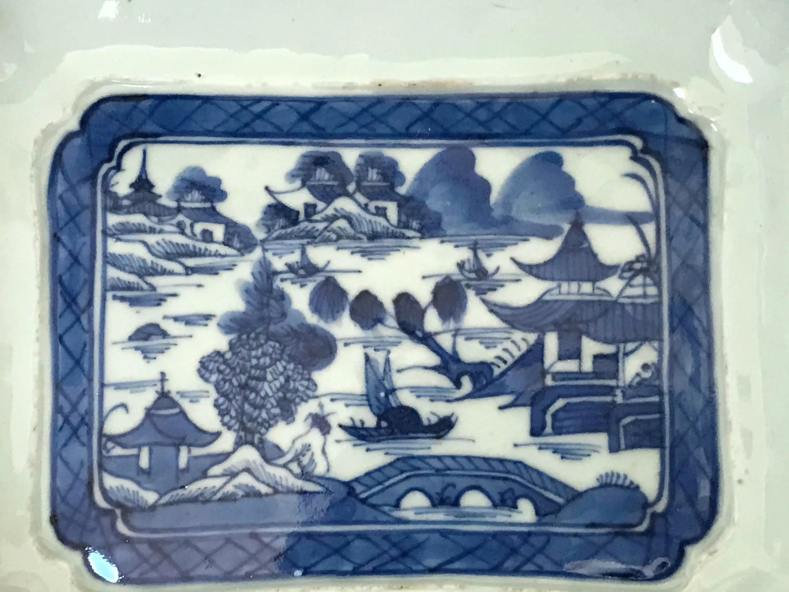 Antique Chinese Export Canton Blue Chinoiserie Vegetable Tureen and Cover - 4