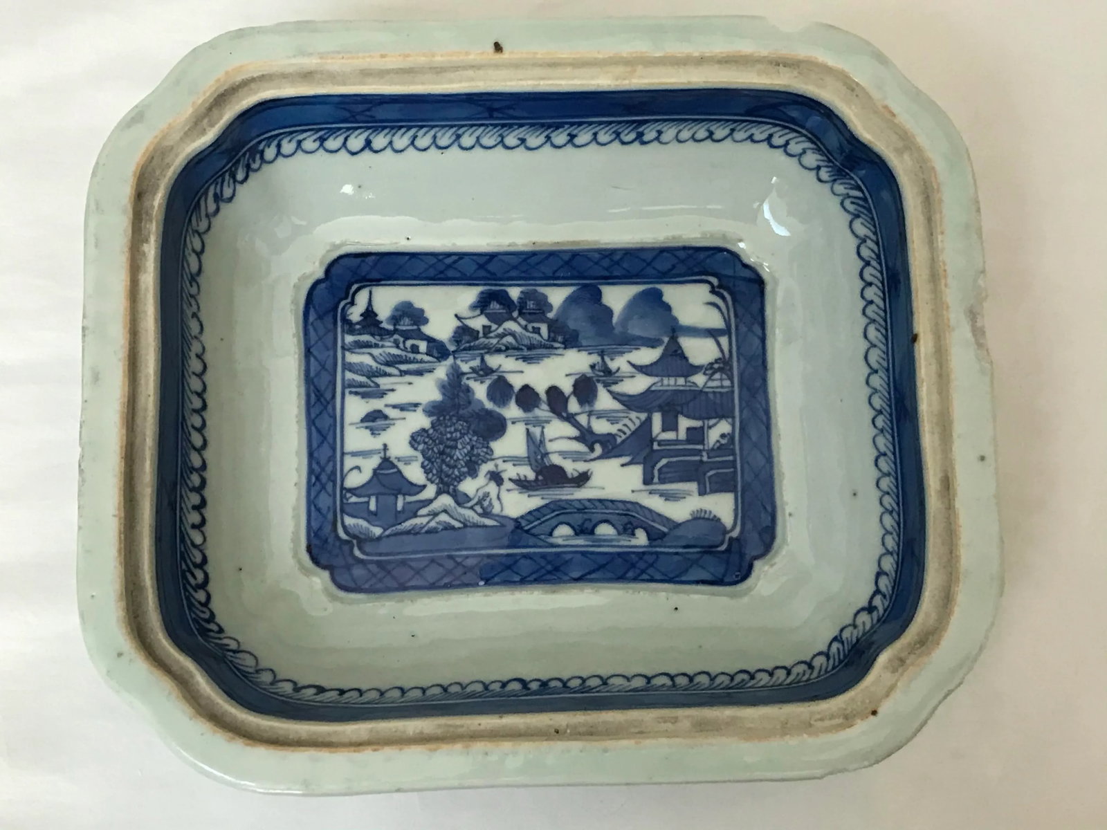 Antique Chinese Export Canton Blue Chinoiserie Vegetable Tureen and Cover - 6