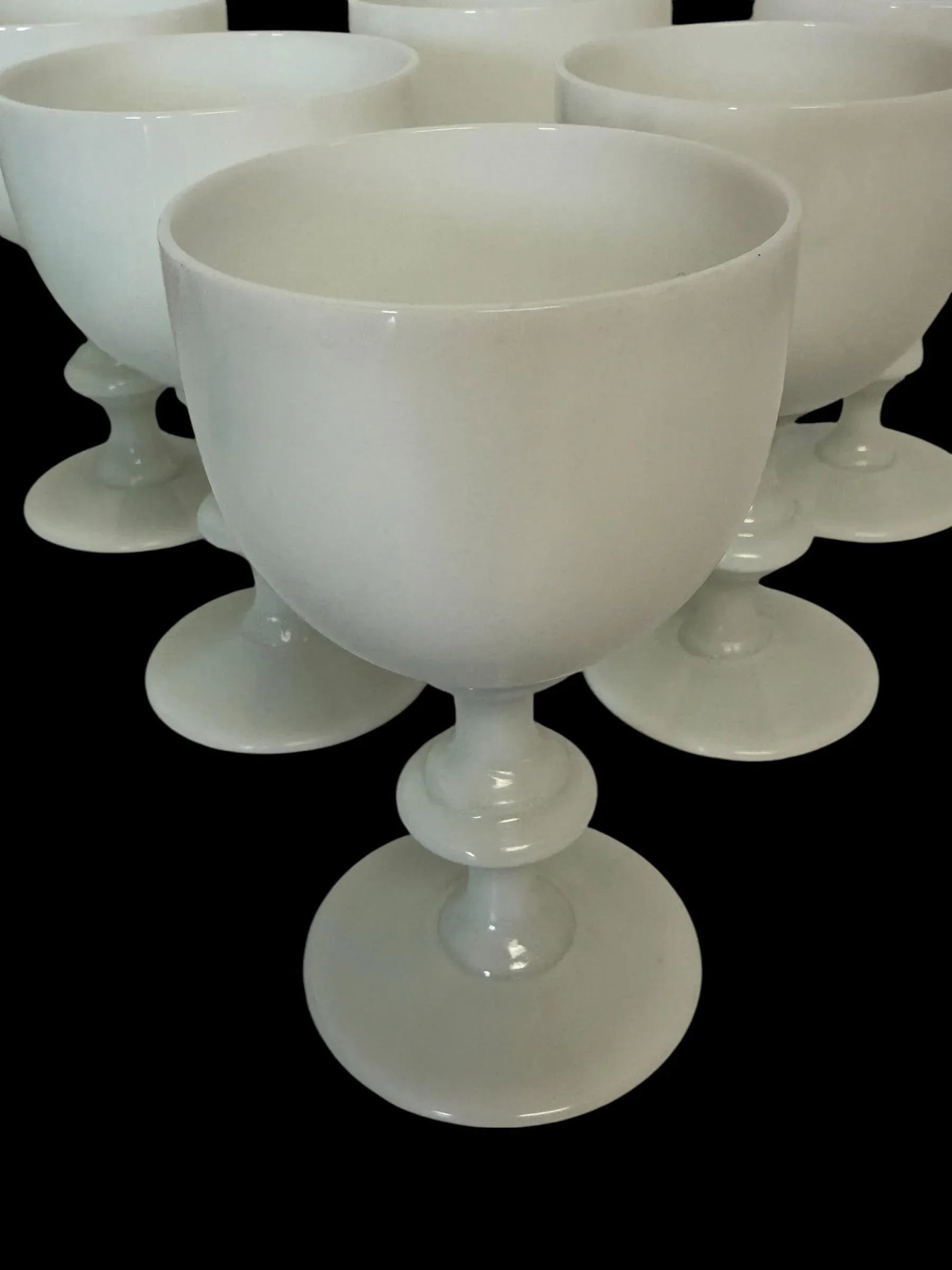 1930s French Portieux Vallerysthal White Opaline Wine Glasses- Set of 6 - 3