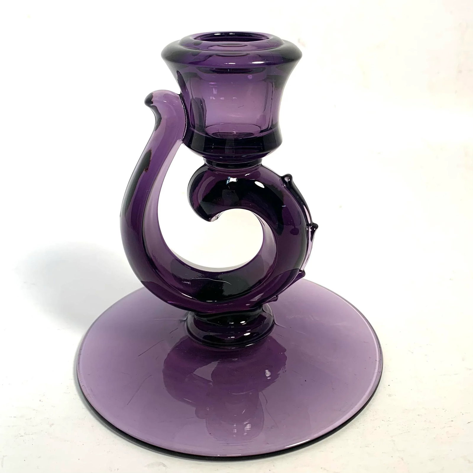 Antique Amethyst Glass Candle Holders Pair Art Nouveau - 2
