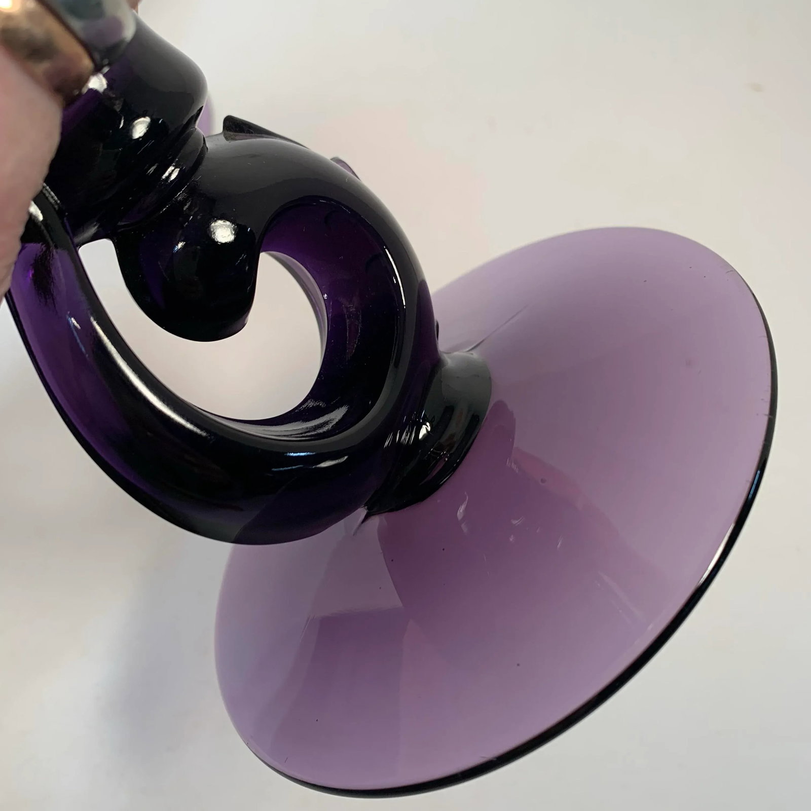 Antique Amethyst Glass Candle Holders Pair Art Nouveau - 7