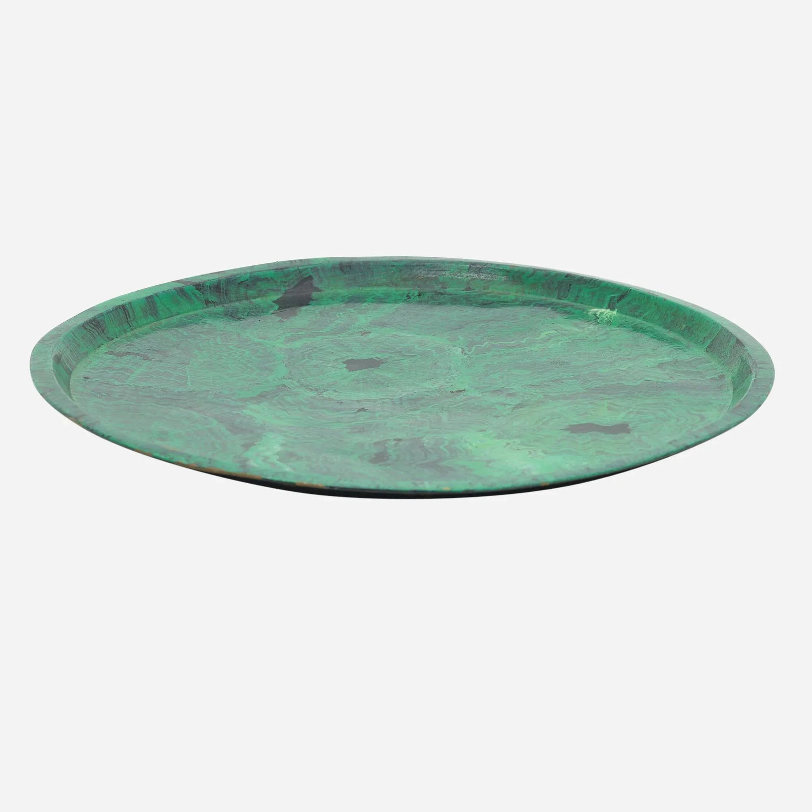 Large Round Vintage Faux Painted Brass Tray - 4