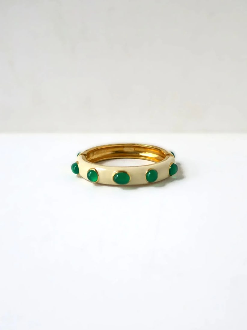 Italian Emerald-Esque Bangle Bracelet, Late-20th Century, Italy - 3