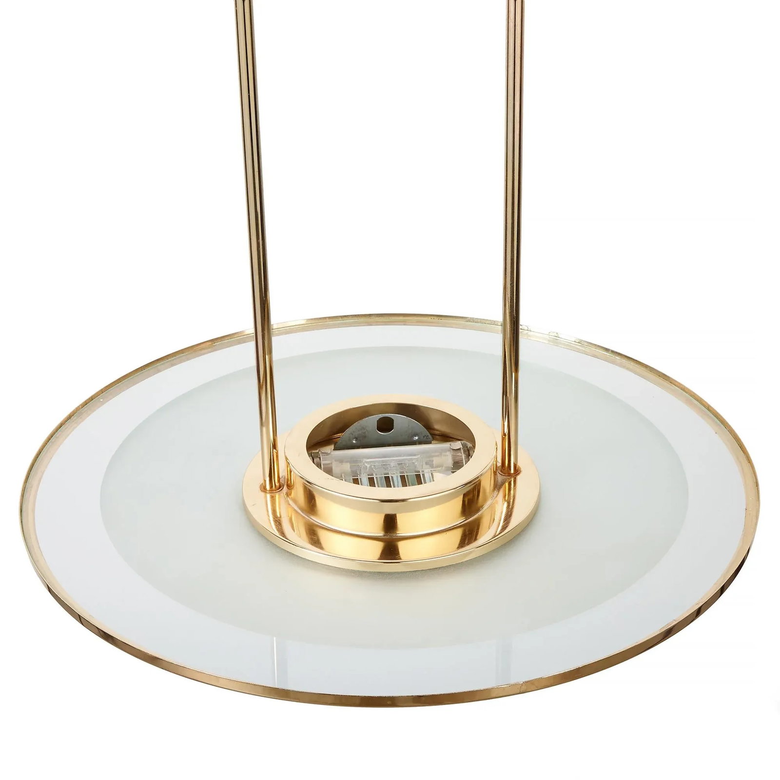 1970s Glass and Brass Saucer Pendant Light - 3