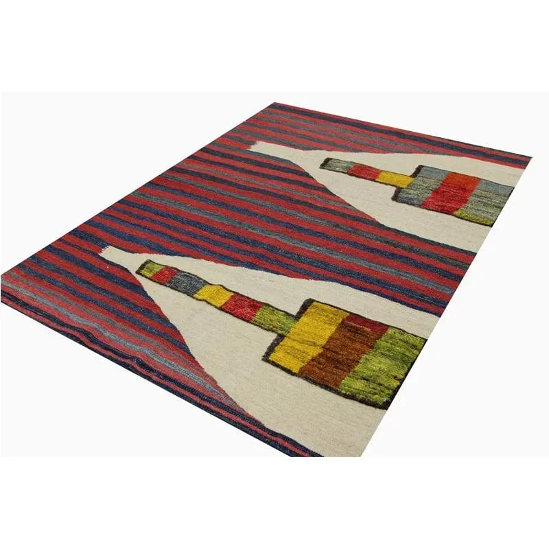 Handwoven Scandinavian Style Persian Kilim Area Rug 3'10"*5'6" - 3