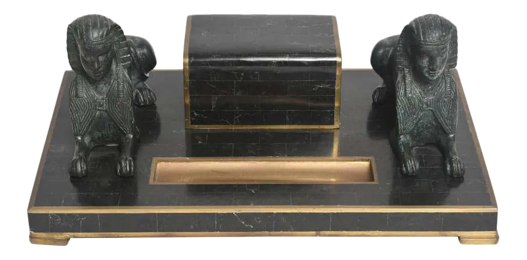 Late 20th Century Egyptian Revival Sphinx Inkwell by Maitland Smith