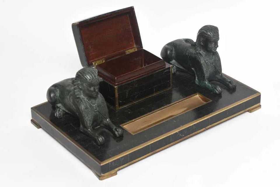 Late 20th Century Egyptian Revival Sphinx Inkwell by Maitland Smith - 3