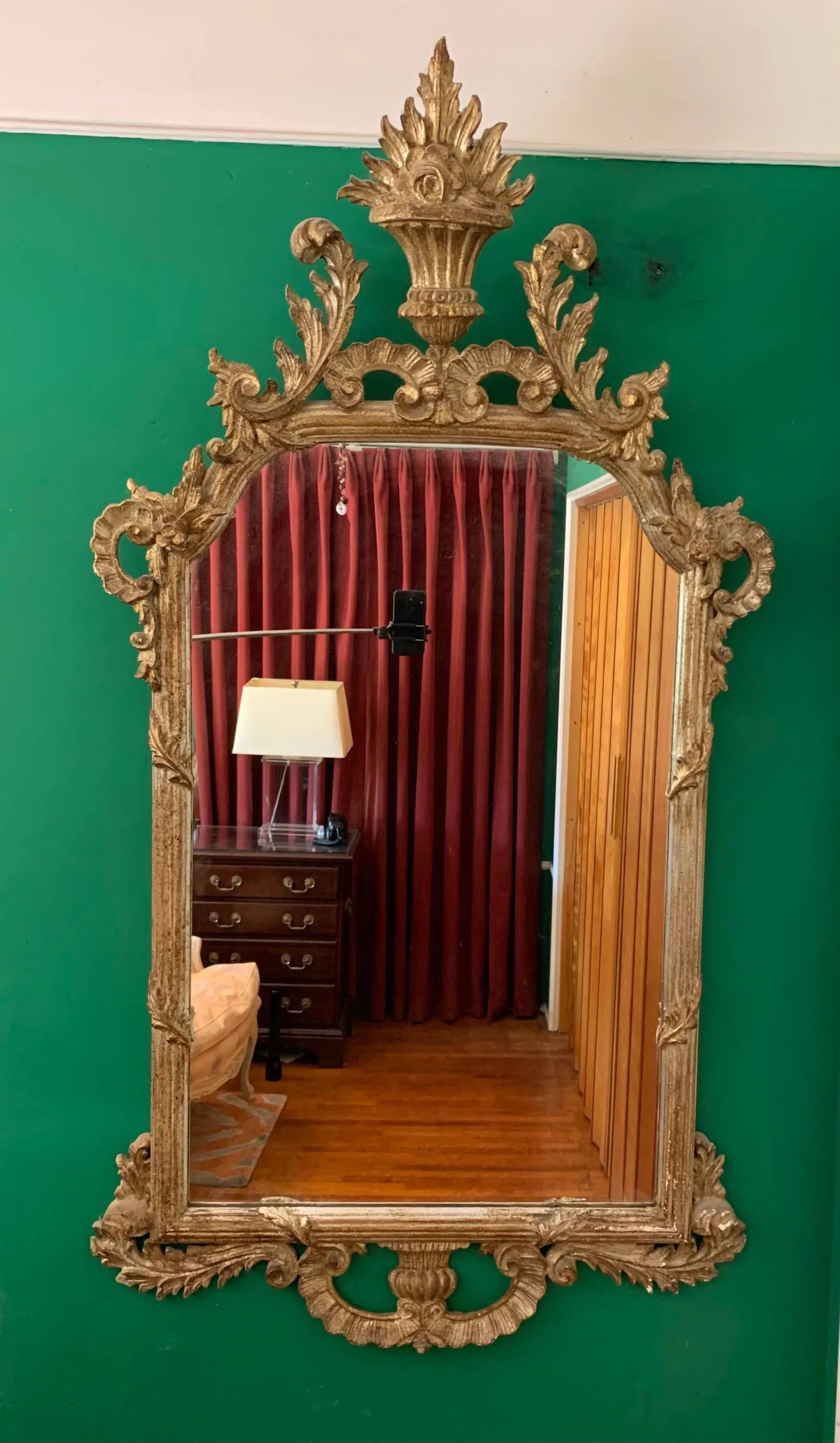 Antique Italian Carved Gilt Wood Mirror - 2