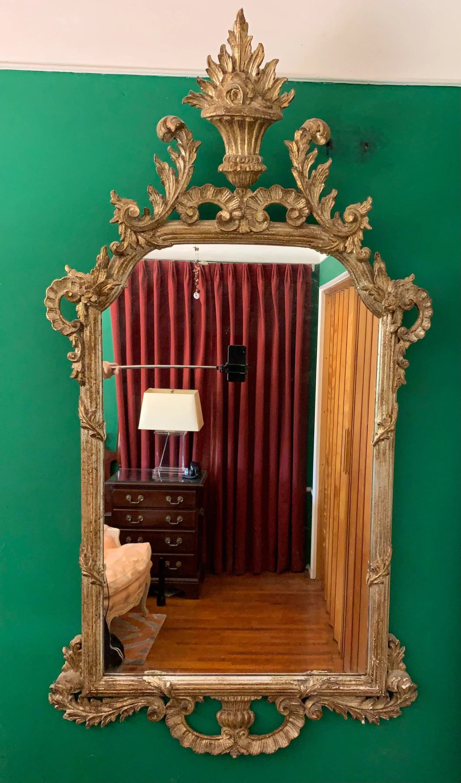 Antique Italian Carved Gilt Wood Mirror - 7
