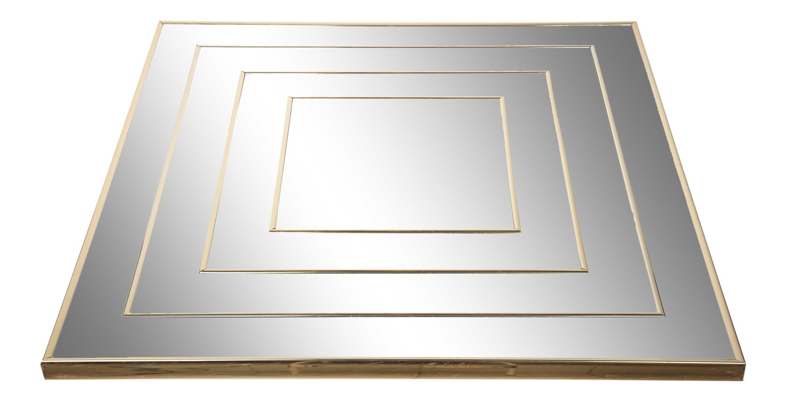 Op Art Square Brass Framed Mirror - 3