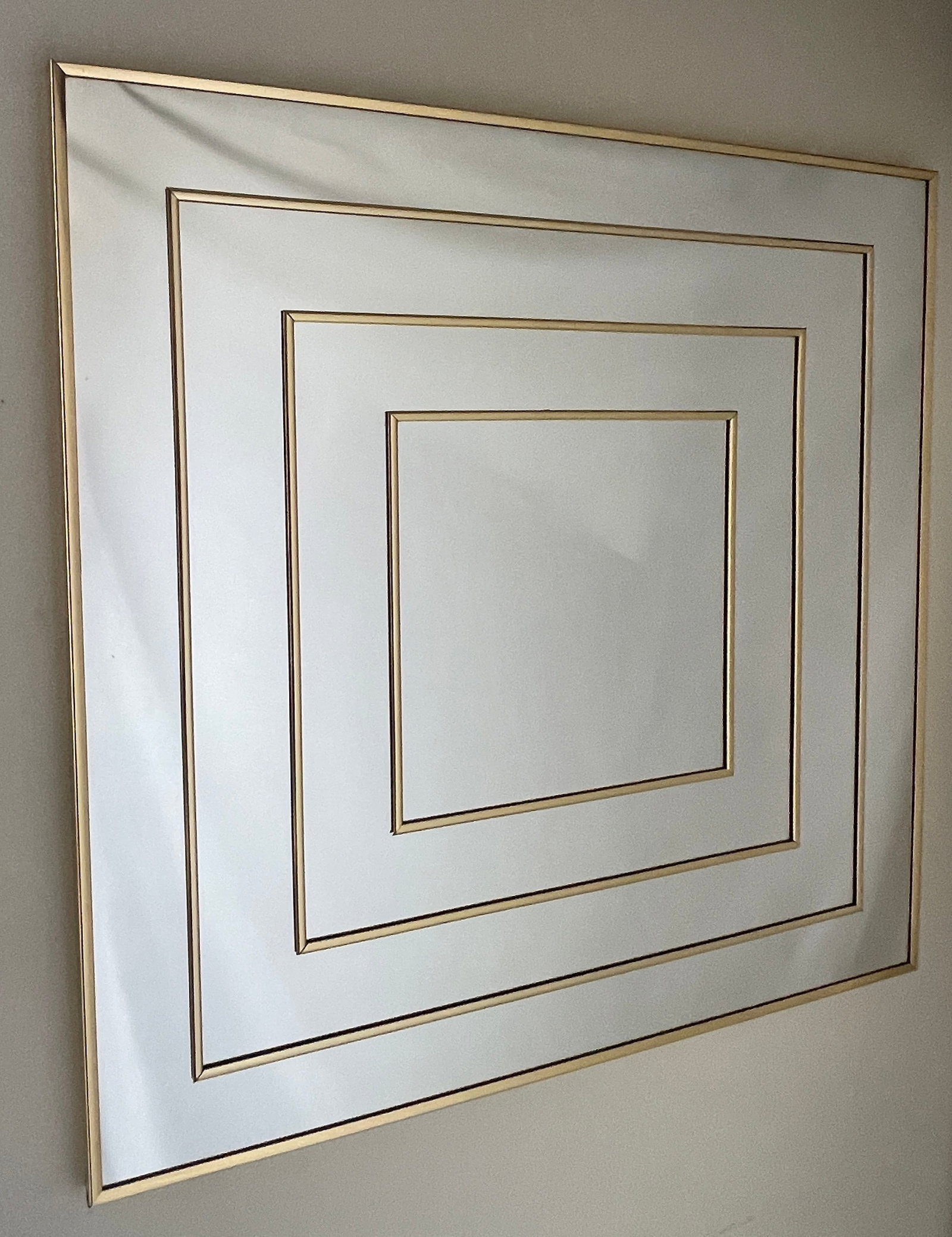 Op Art Square Brass Framed Mirror - 4
