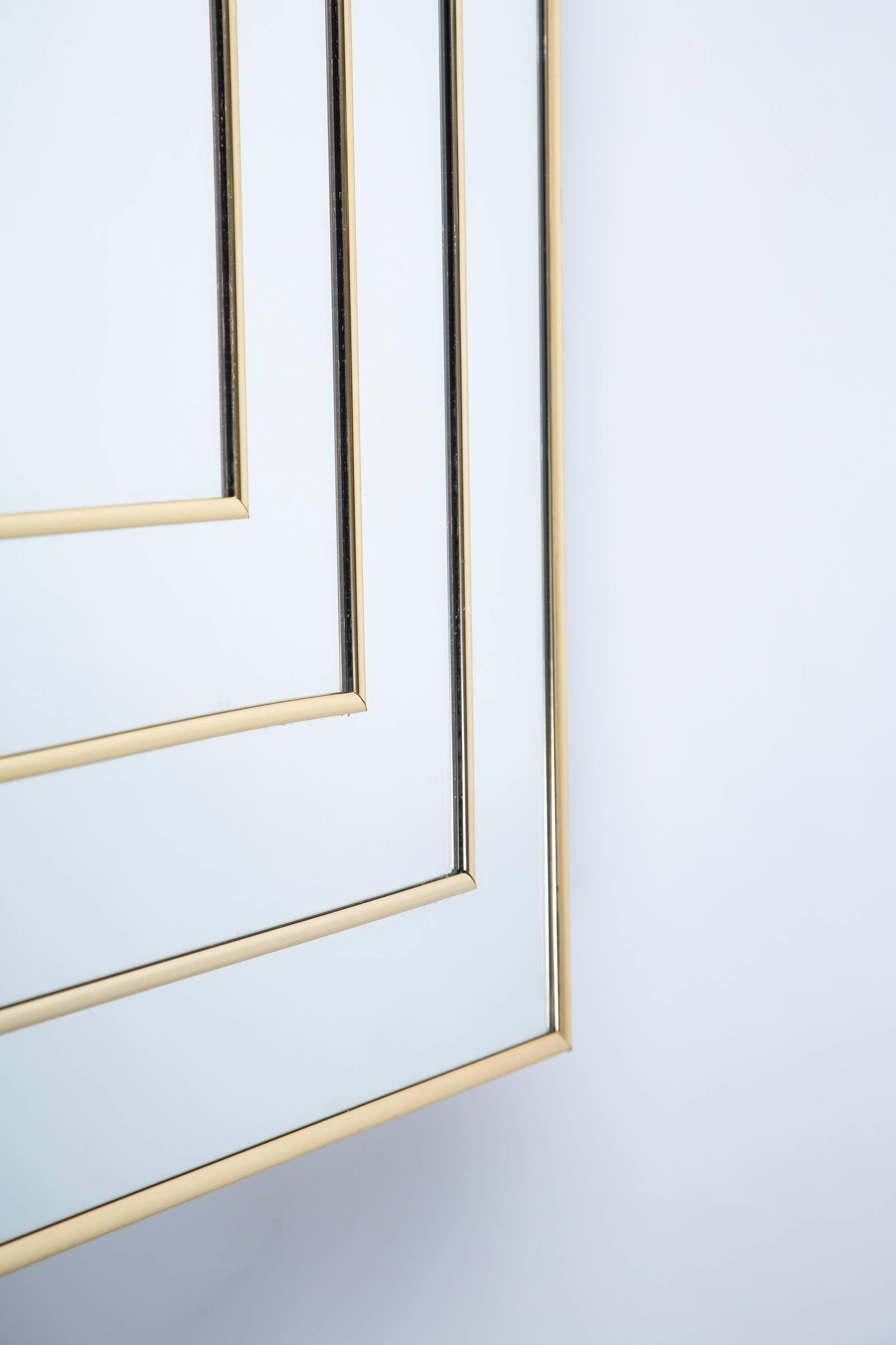 Op Art Square Brass Framed Mirror - 5