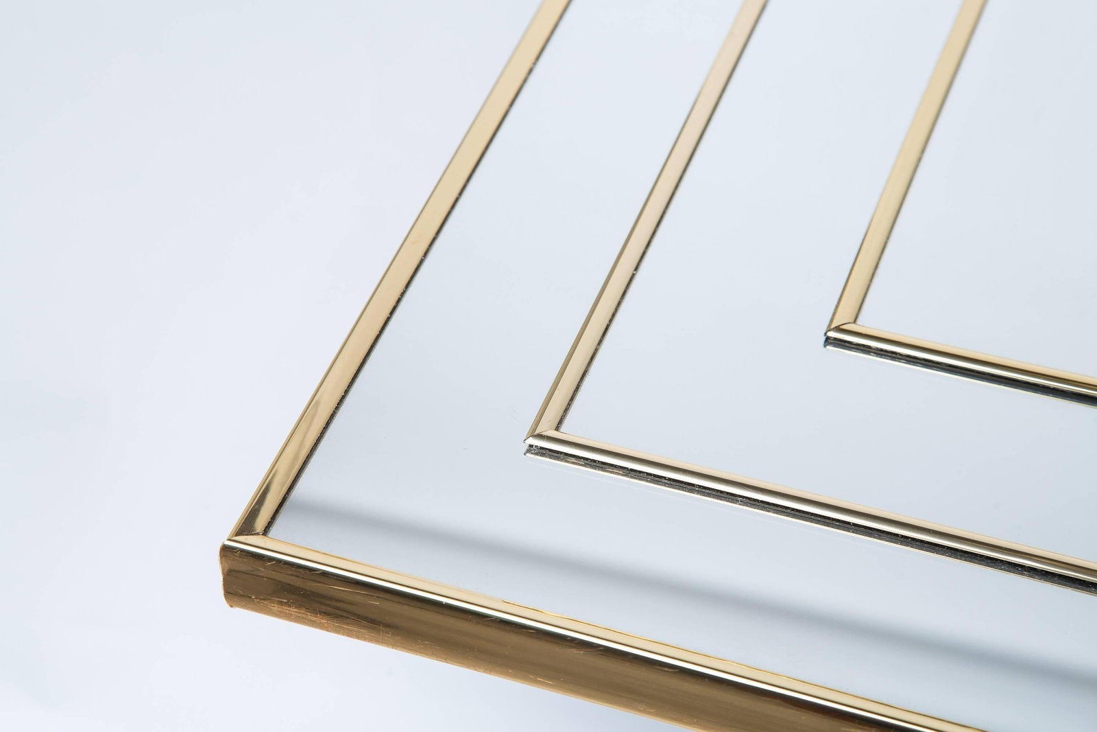 Op Art Square Brass Framed Mirror - 6