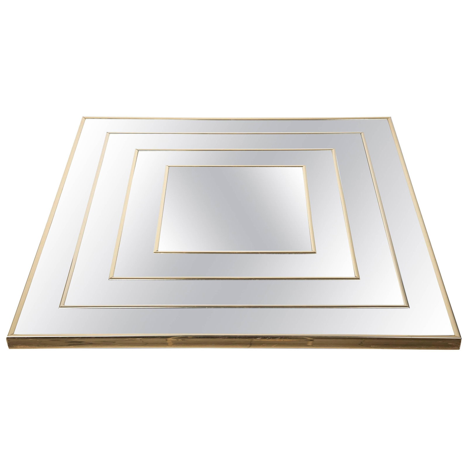 Op Art Square Brass Framed Mirror - 8