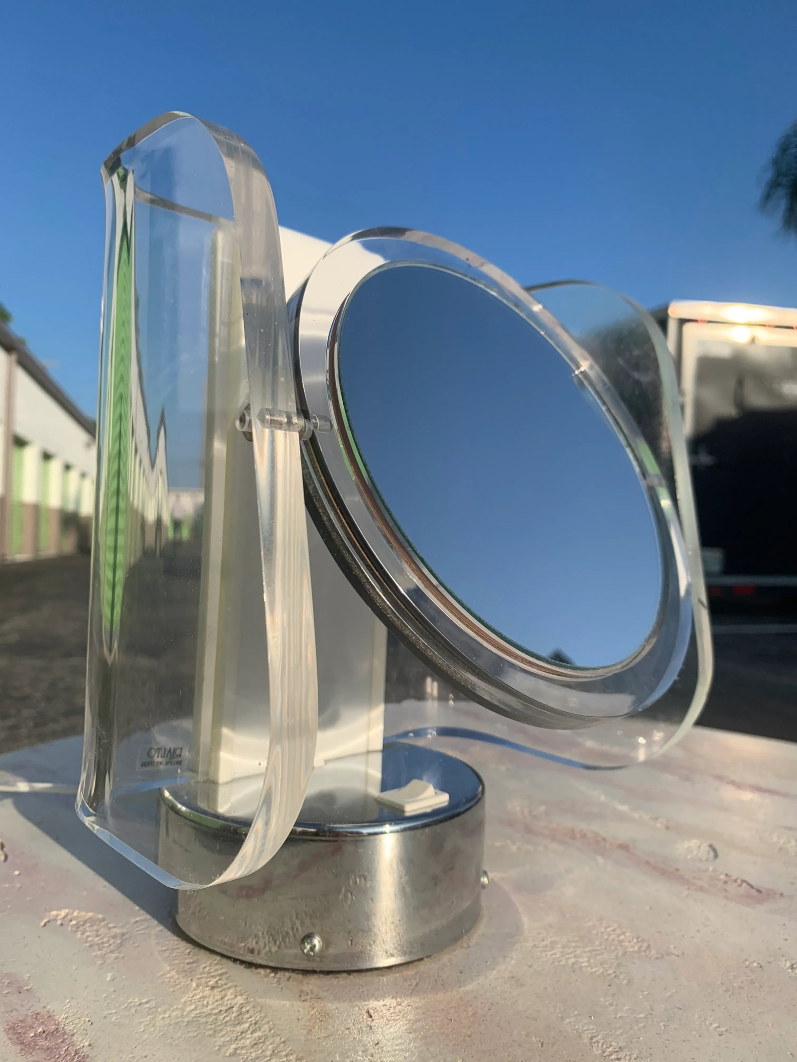 Atomic Space Age Lucite Chrome Vanity Mirror - 10