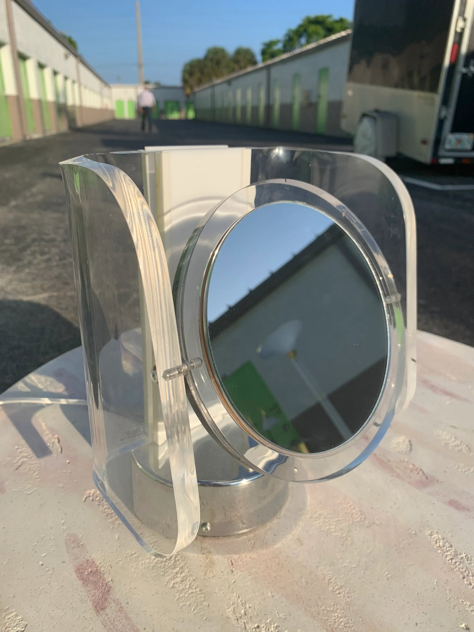 Atomic Space Age Lucite Chrome Vanity Mirror - 3