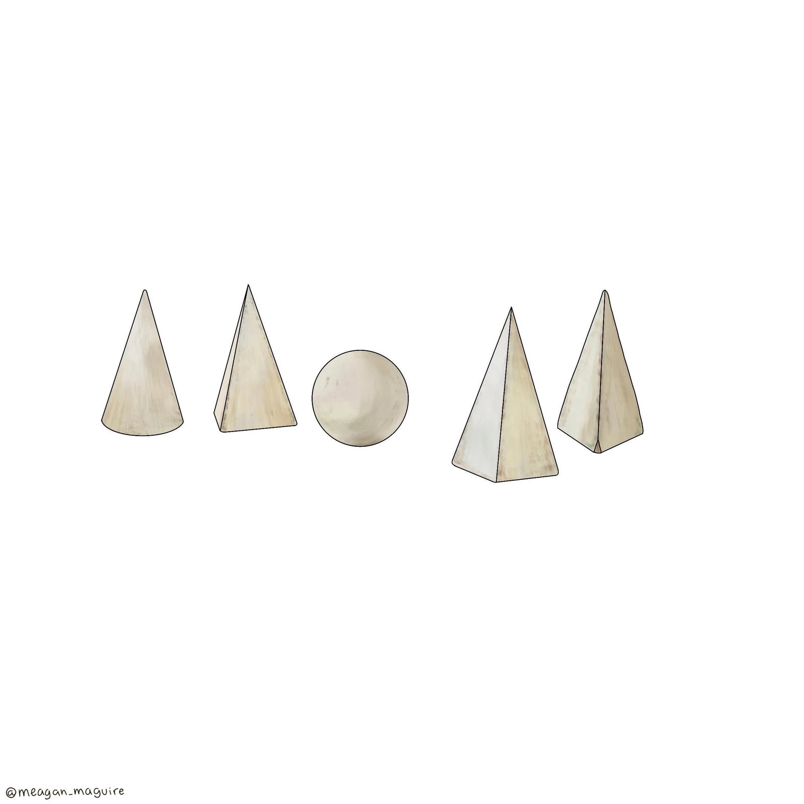 White Painted Wooden Geometric Molds - Set of 5 - 11