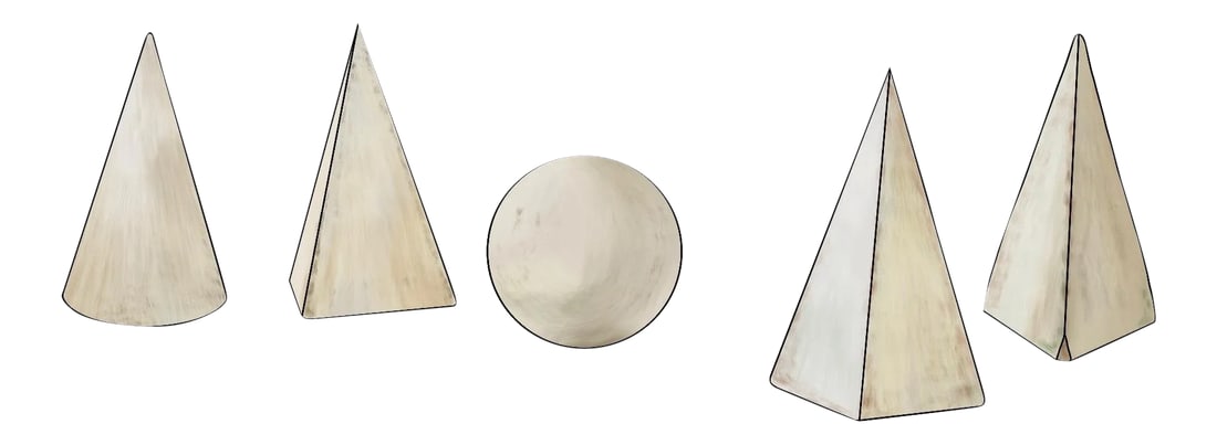 White Painted Wooden Geometric Molds - Set of 5 - 2