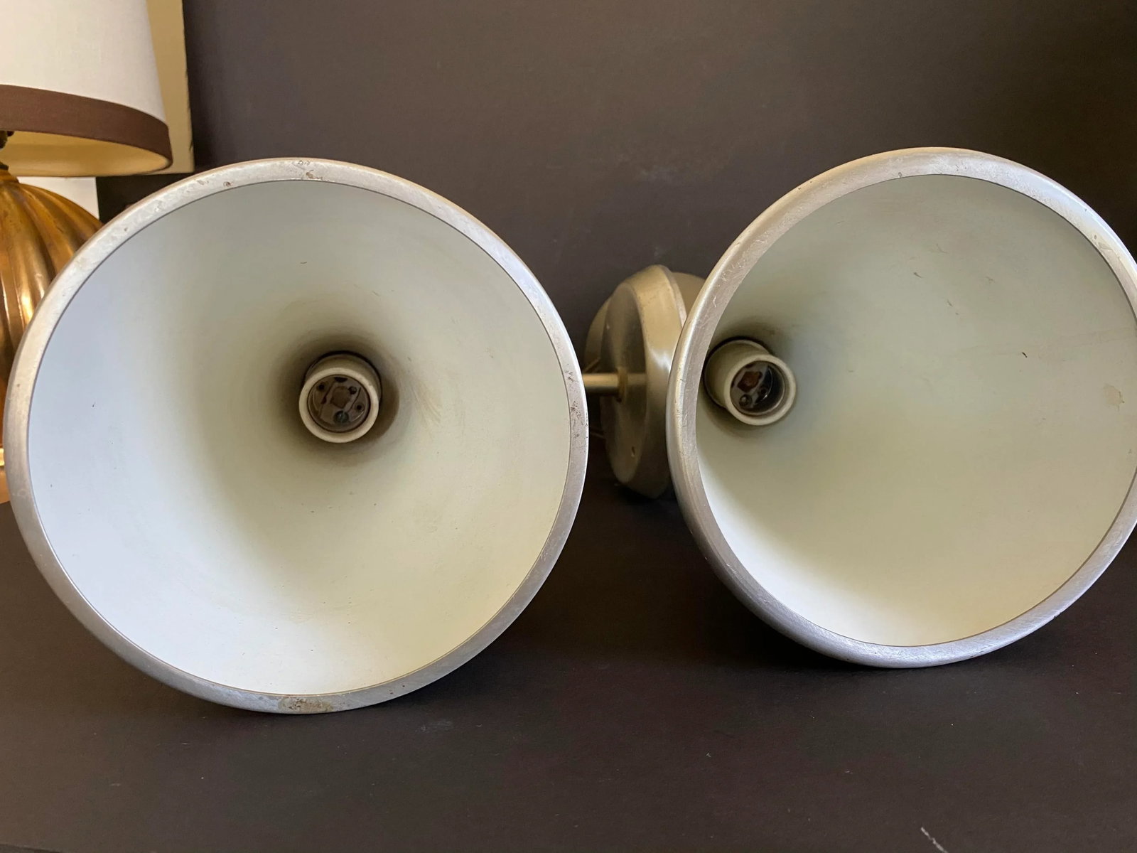 1950s Litecraft Double Cone Spun Aluminum Wall Lights Sconces - a Pair - 10