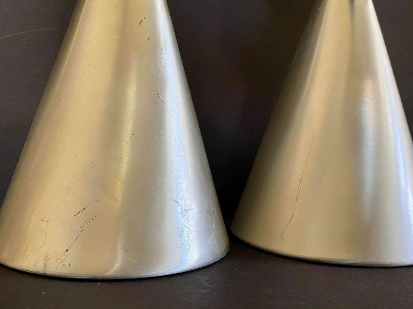 1950s Litecraft Double Cone Spun Aluminum Wall Lights Sconces - a Pair - 8