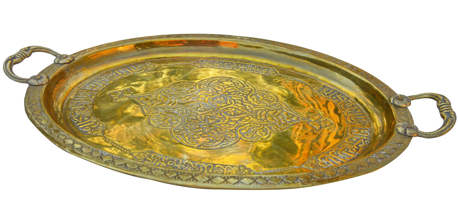 Moroccan Brass Tray W/ Engravings - 2