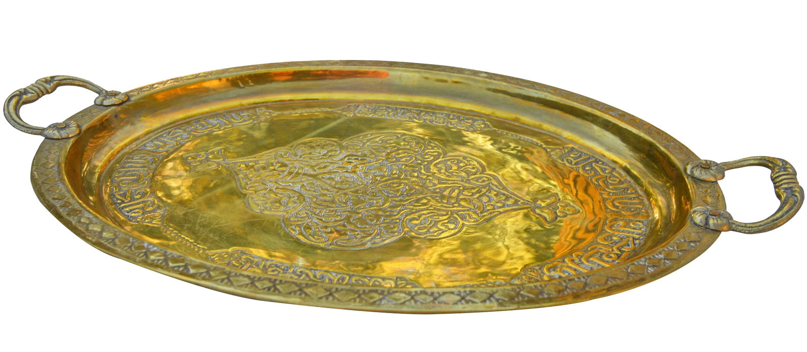 Moroccan Brass Tray W/ Engravings - 3