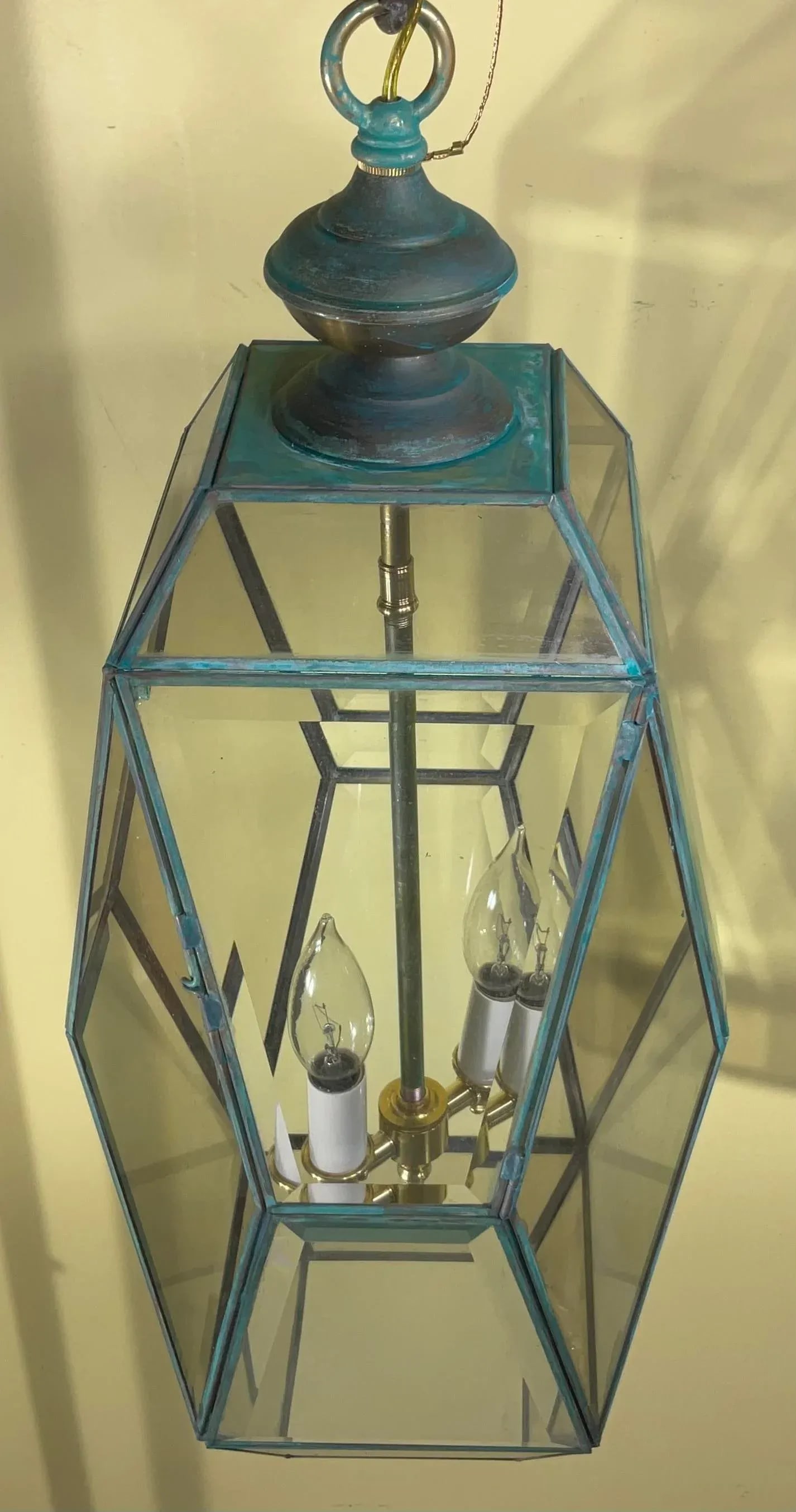 Beautiful Vintage Cubist Style Hexagonal Lantern Pendant Light Fixture - 12