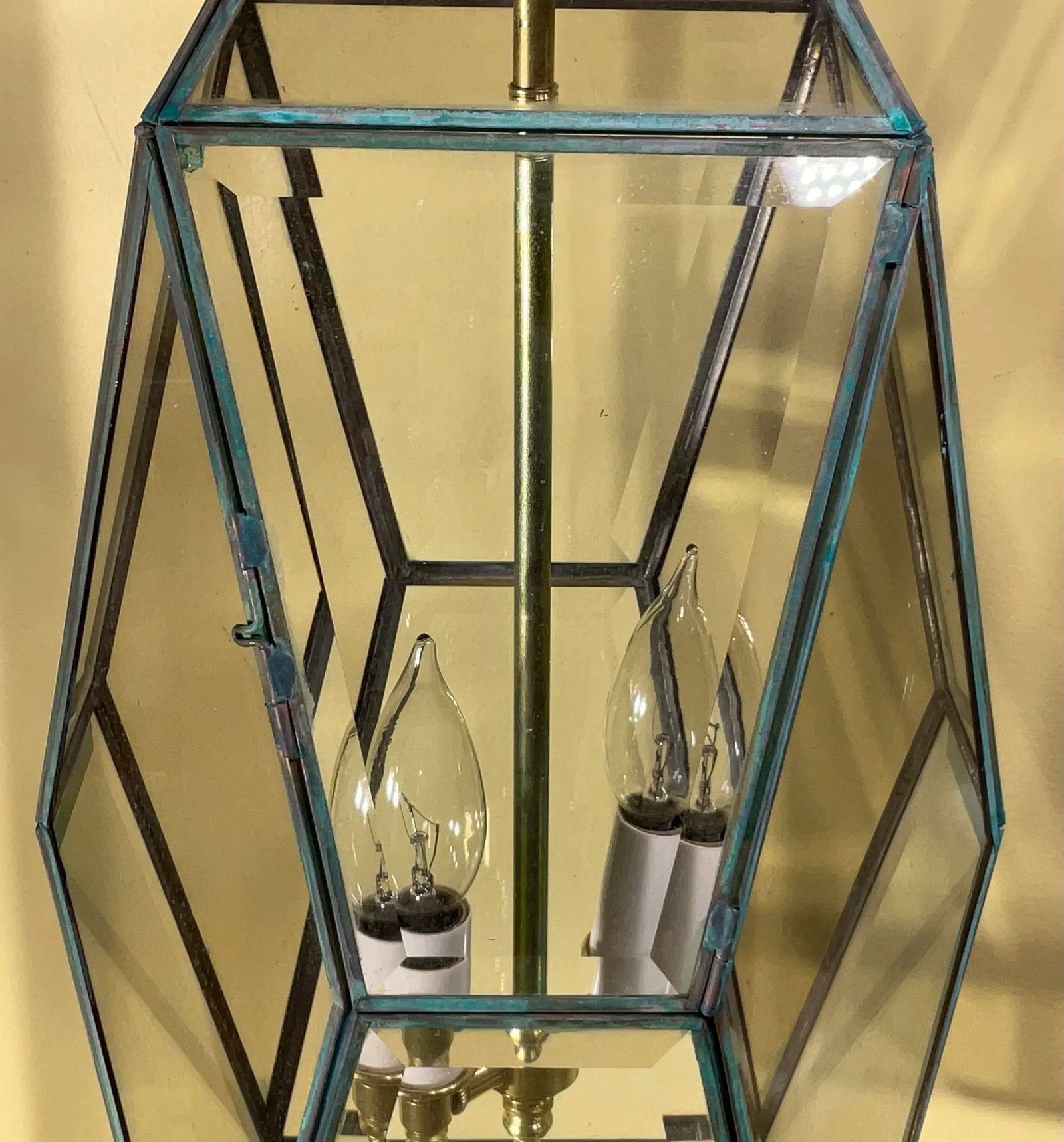 Beautiful Vintage Cubist Style Hexagonal Lantern Pendant Light Fixture - 13