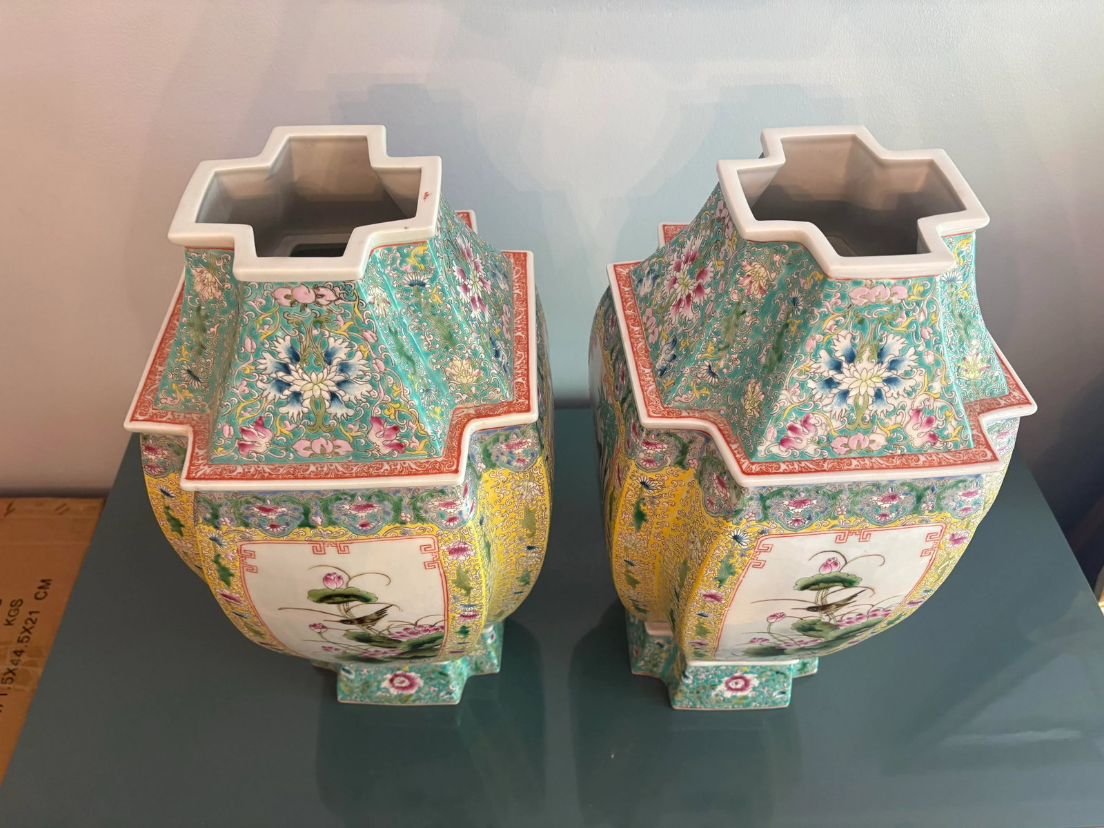 Pair of Mid 20th Century Large Chinese Famille Rose Vases - 4
