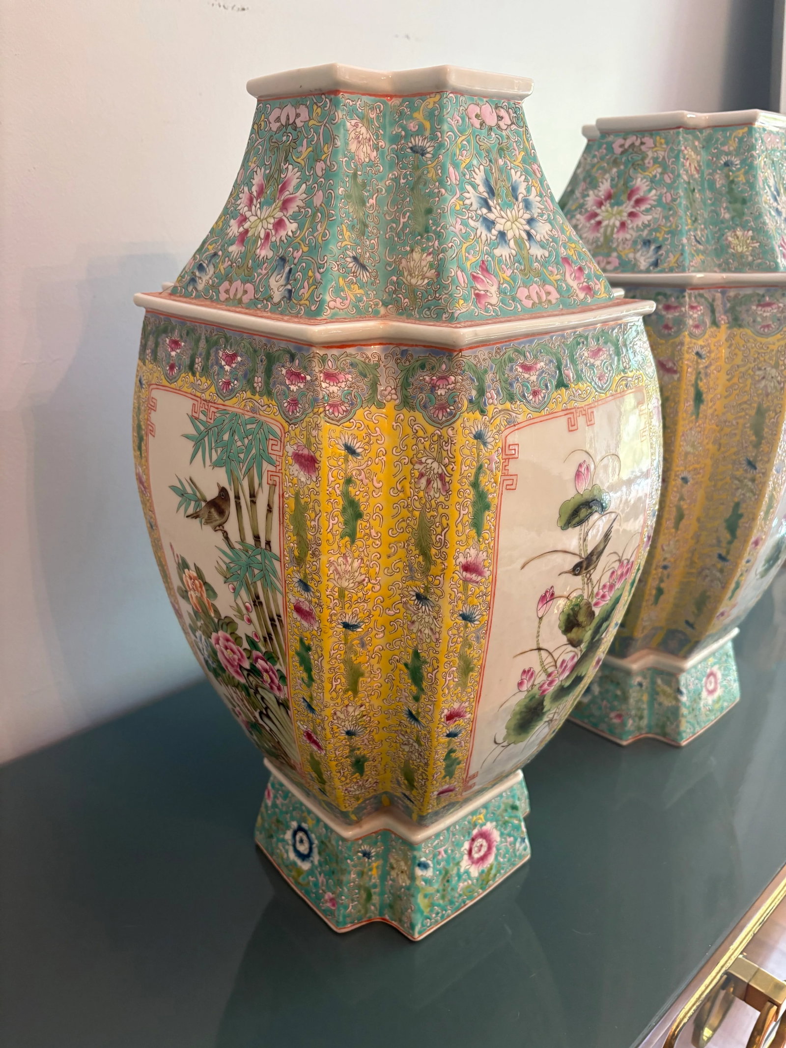 Pair of Mid 20th Century Large Chinese Famille Rose Vases - 6