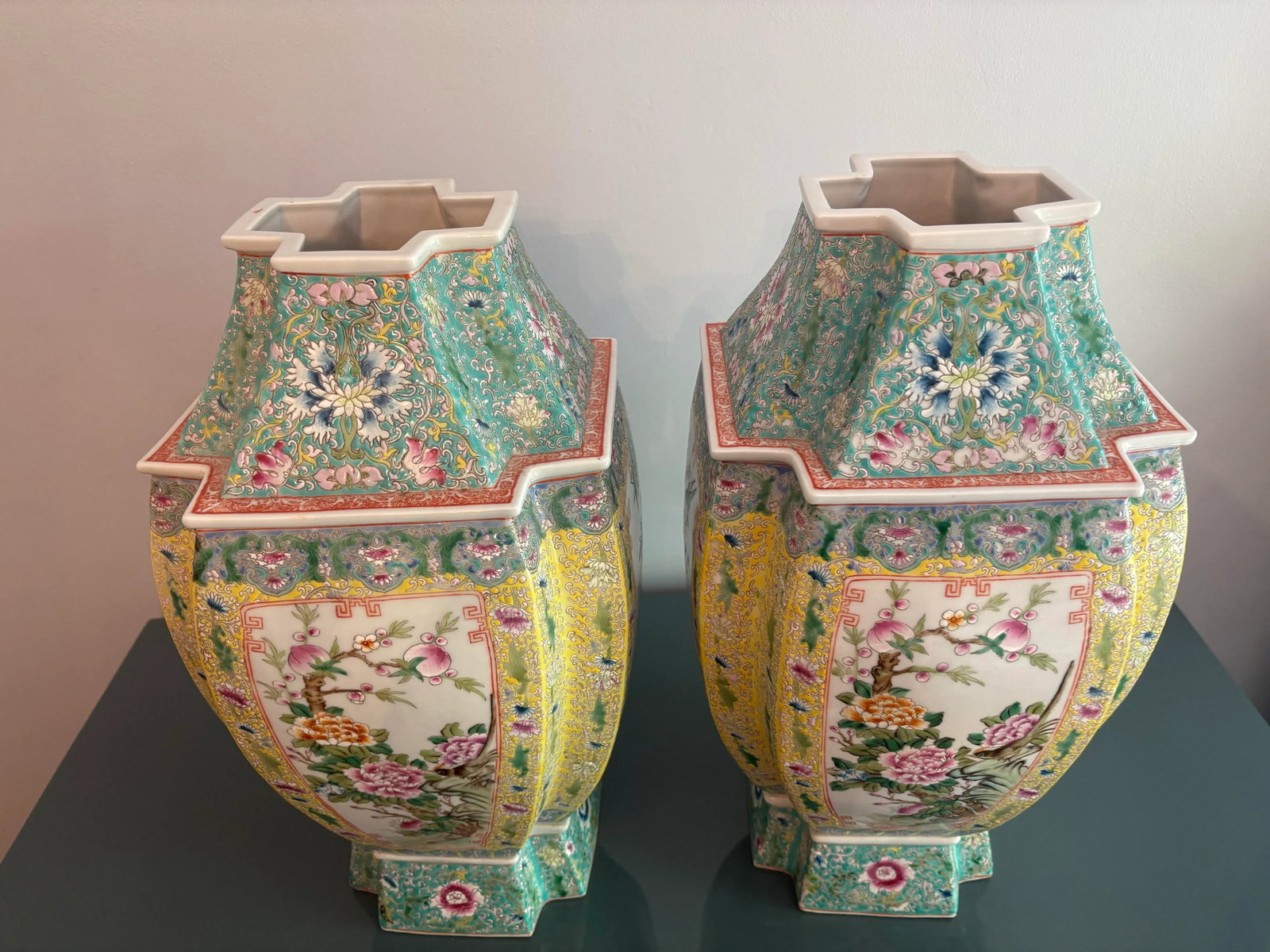 Pair of Mid 20th Century Large Chinese Famille Rose Vases - 9