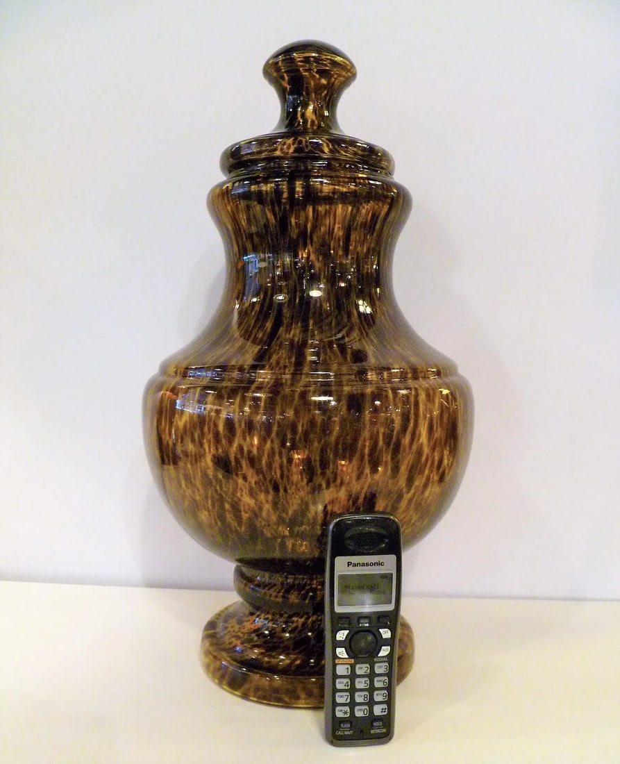 1960s Tall Tortoise Shell Pattern Italian Modern Glass Urn - 11