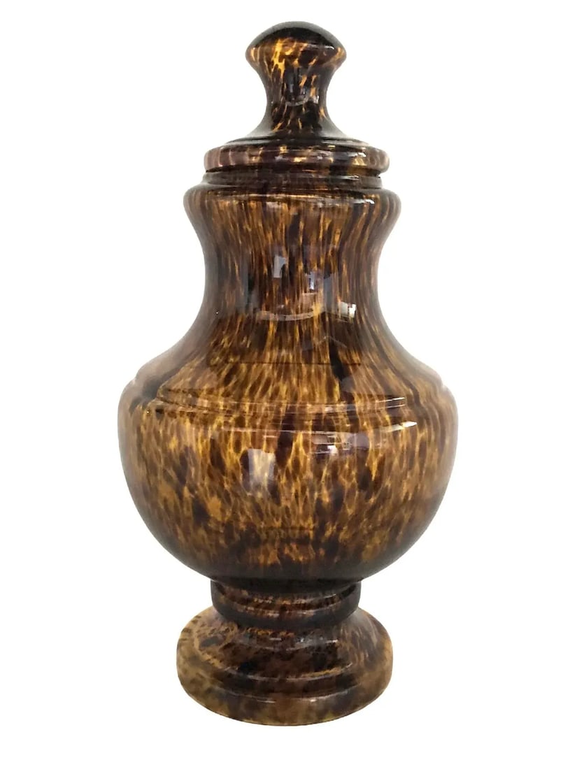 1960s Tall Tortoise Shell Pattern Italian Modern Glass Urn - 13