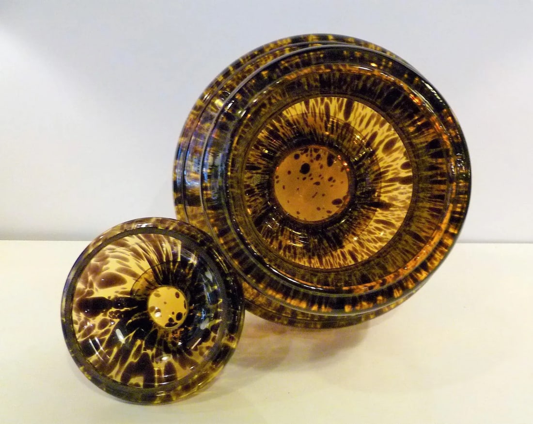 1960s Tall Tortoise Shell Pattern Italian Modern Glass Urn - 5