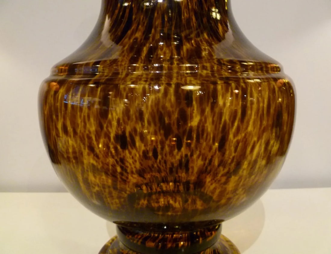 1960s Tall Tortoise Shell Pattern Italian Modern Glass Urn - 8